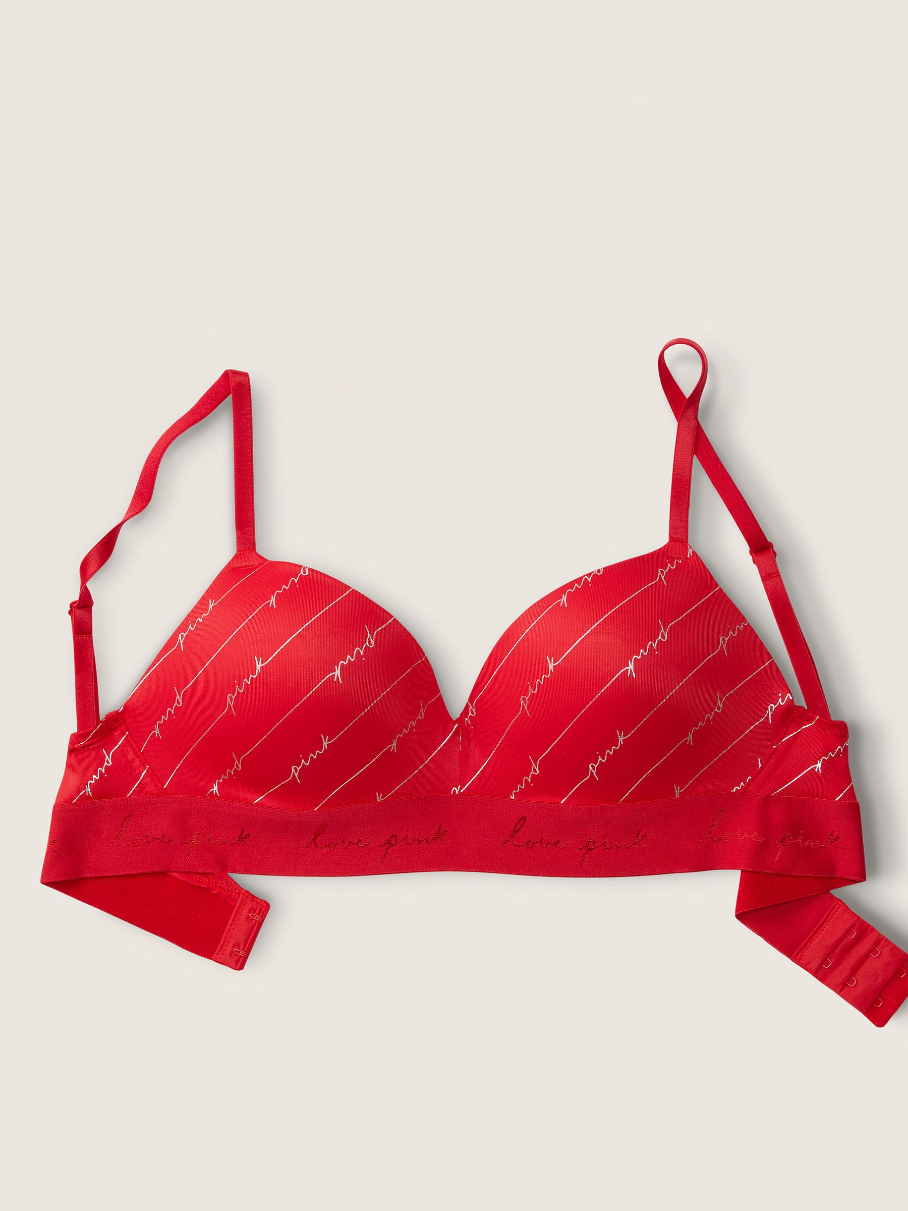 Red Pepper Script Shine Non Wired Push Up Smooth T-Shirt Bra - Image 4 of 5