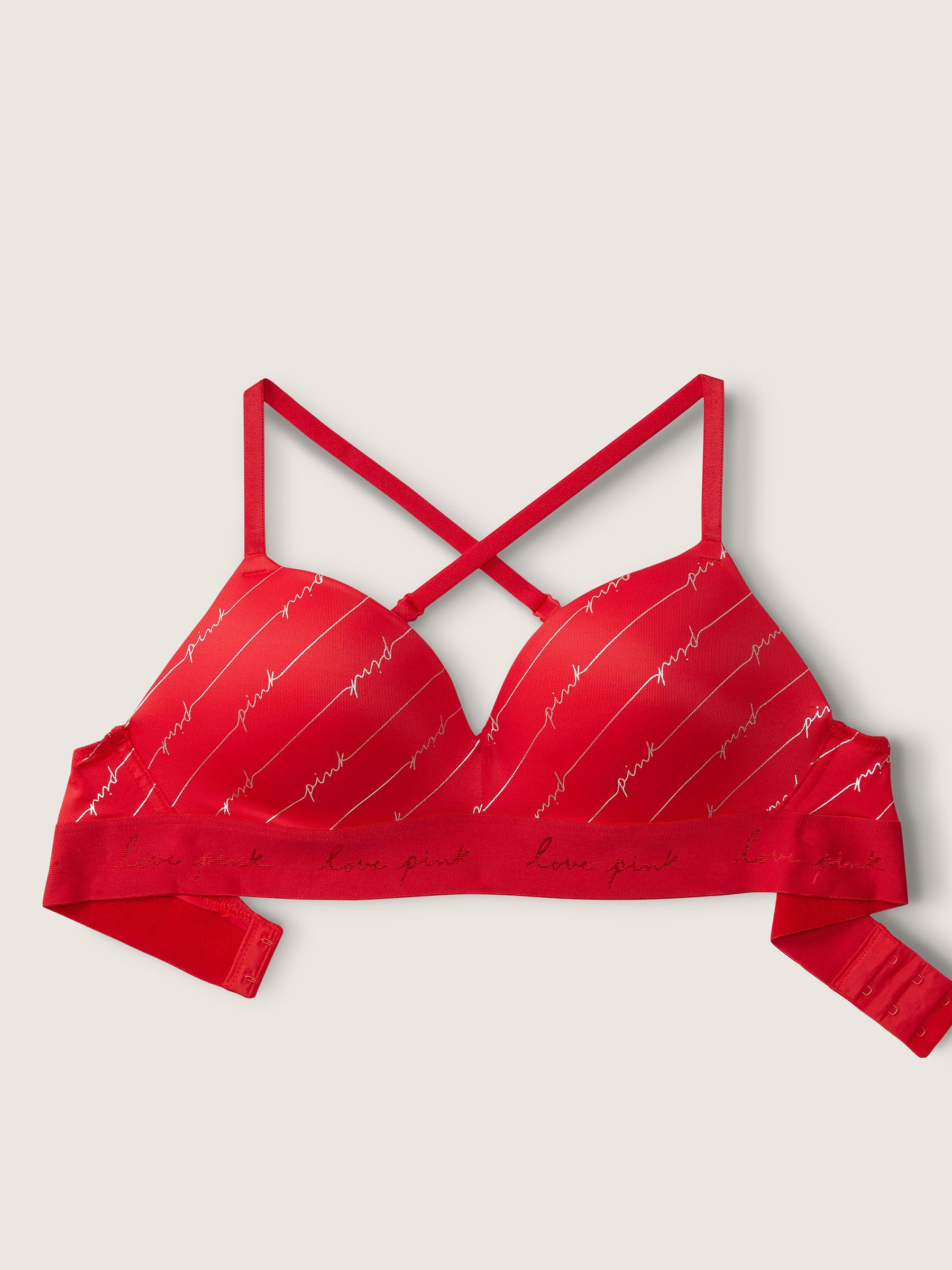 Red Pepper Script Shine Non Wired Push Up Smooth T-Shirt Bra - Image 5 of 5