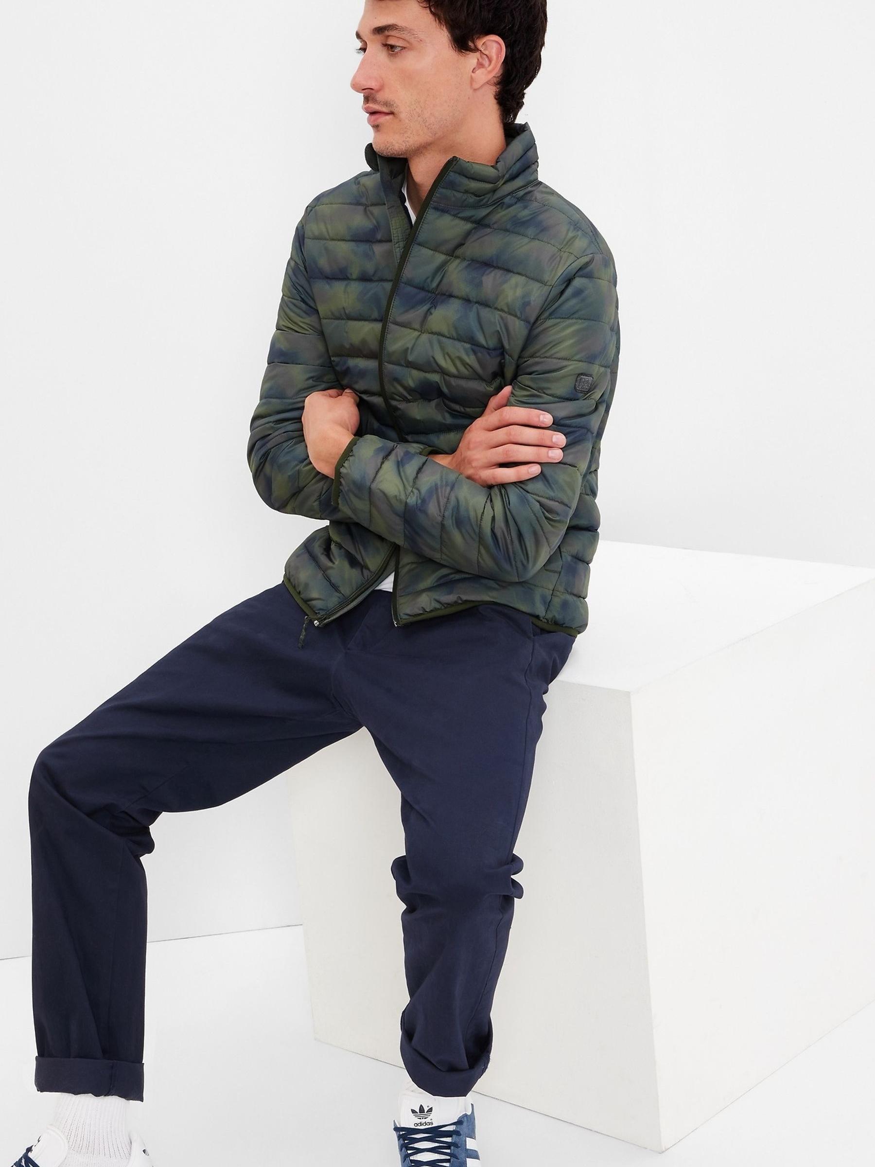Green Cold Control Print Sleeveless Puffer Jacket - Image 1 of 1