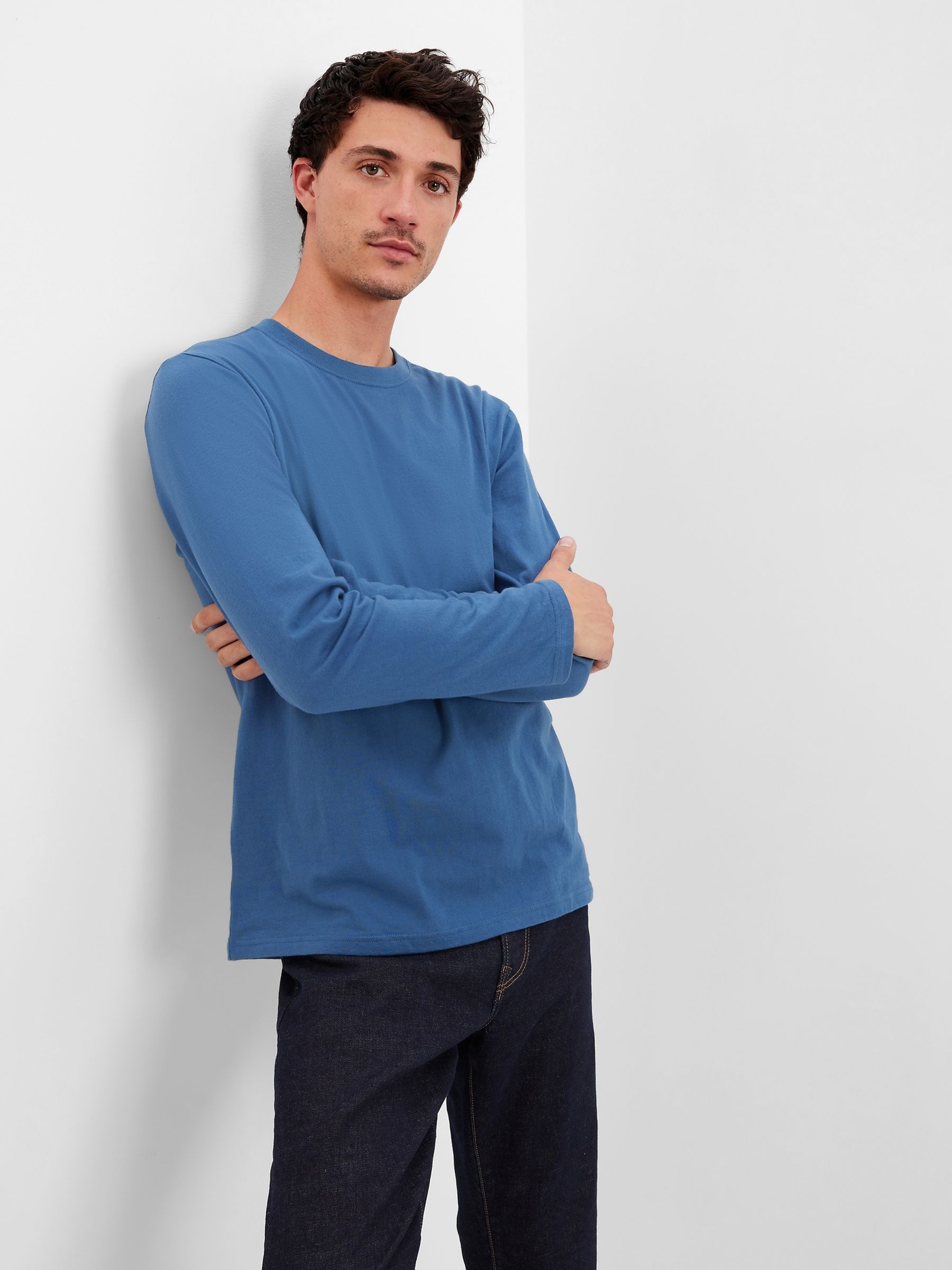 Blue Everyday Soft Long Sleeve Crew Neck T-Shirt - Image 1 of 1