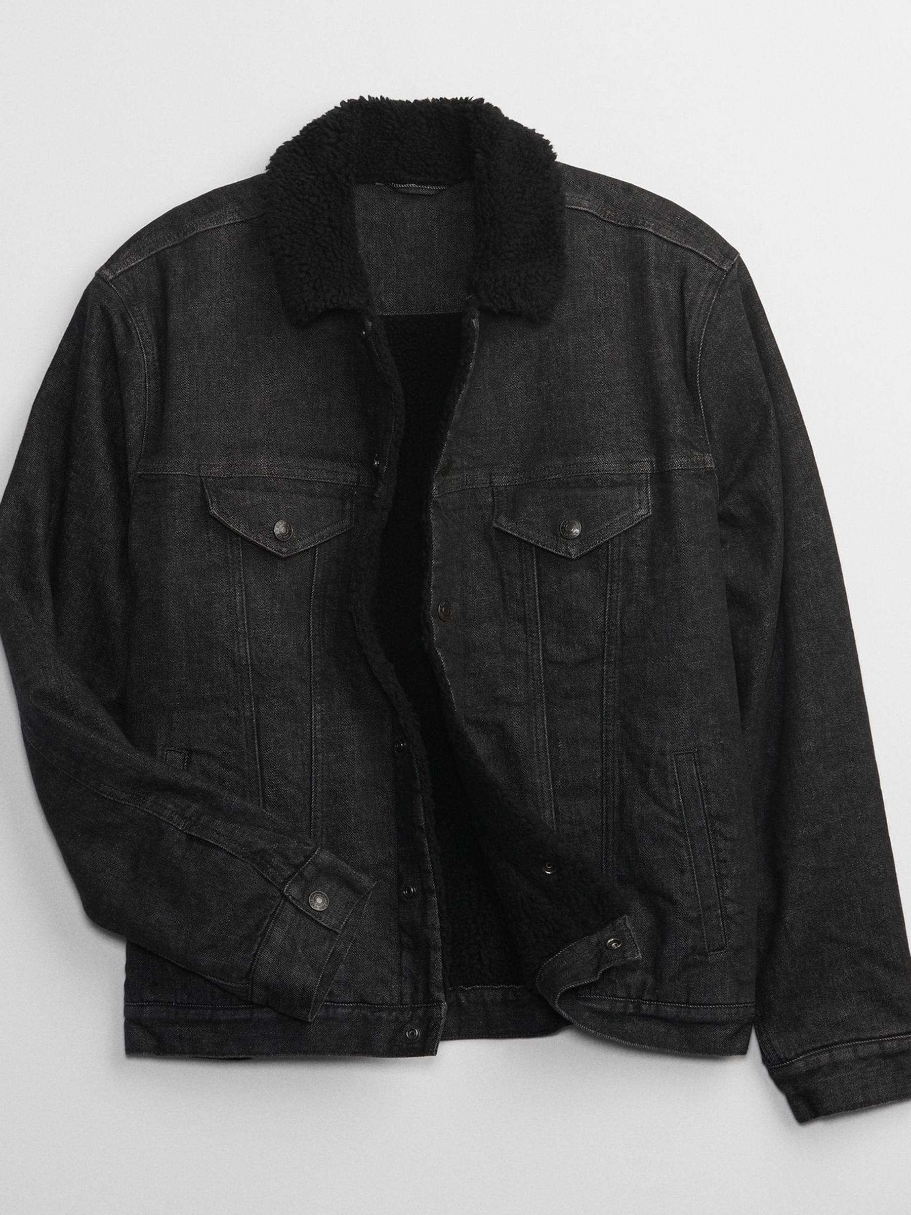 Black Sherpa Icon Denim Jacket - Image 3 of 4