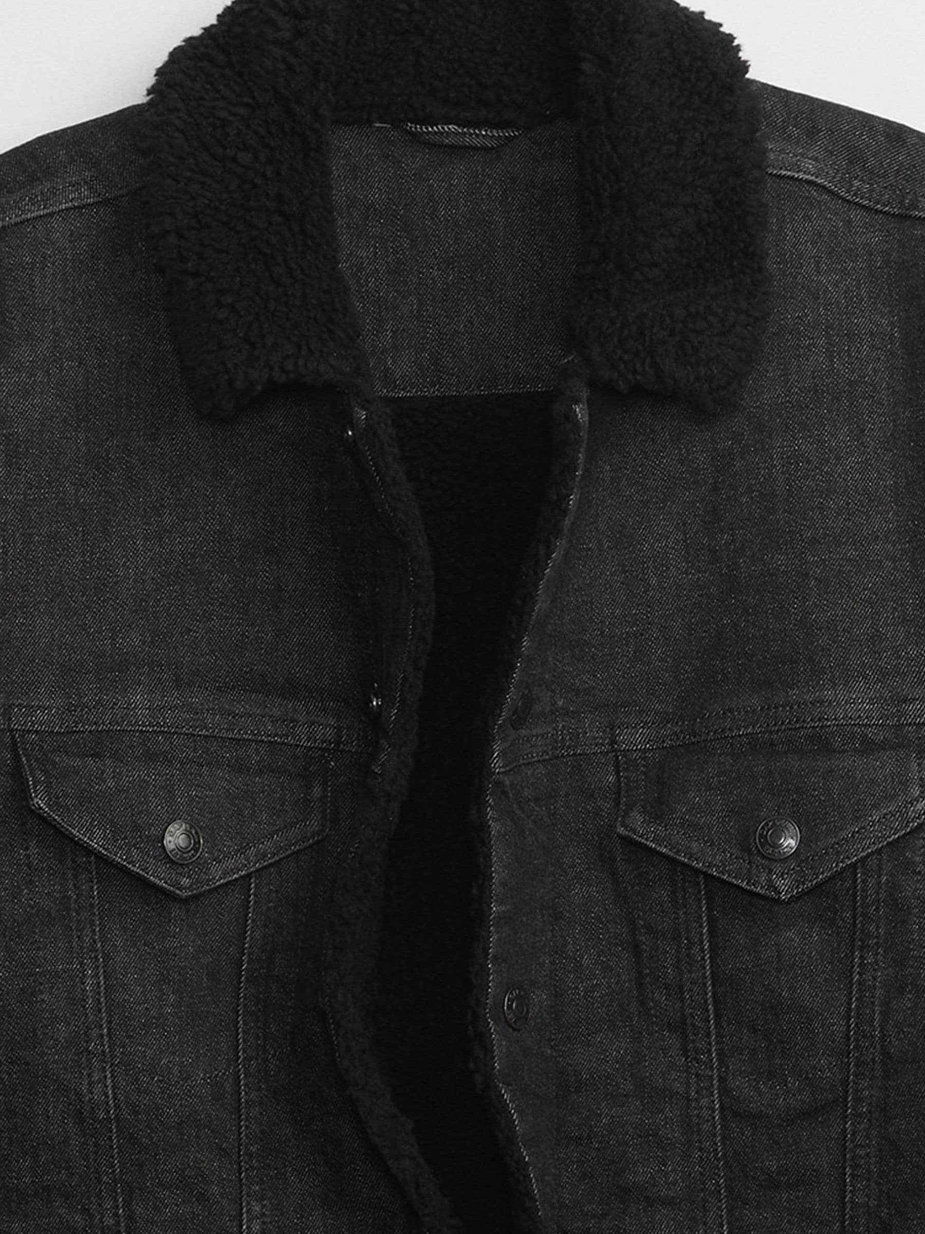 Black Sherpa Icon Denim Jacket - Image 4 of 4