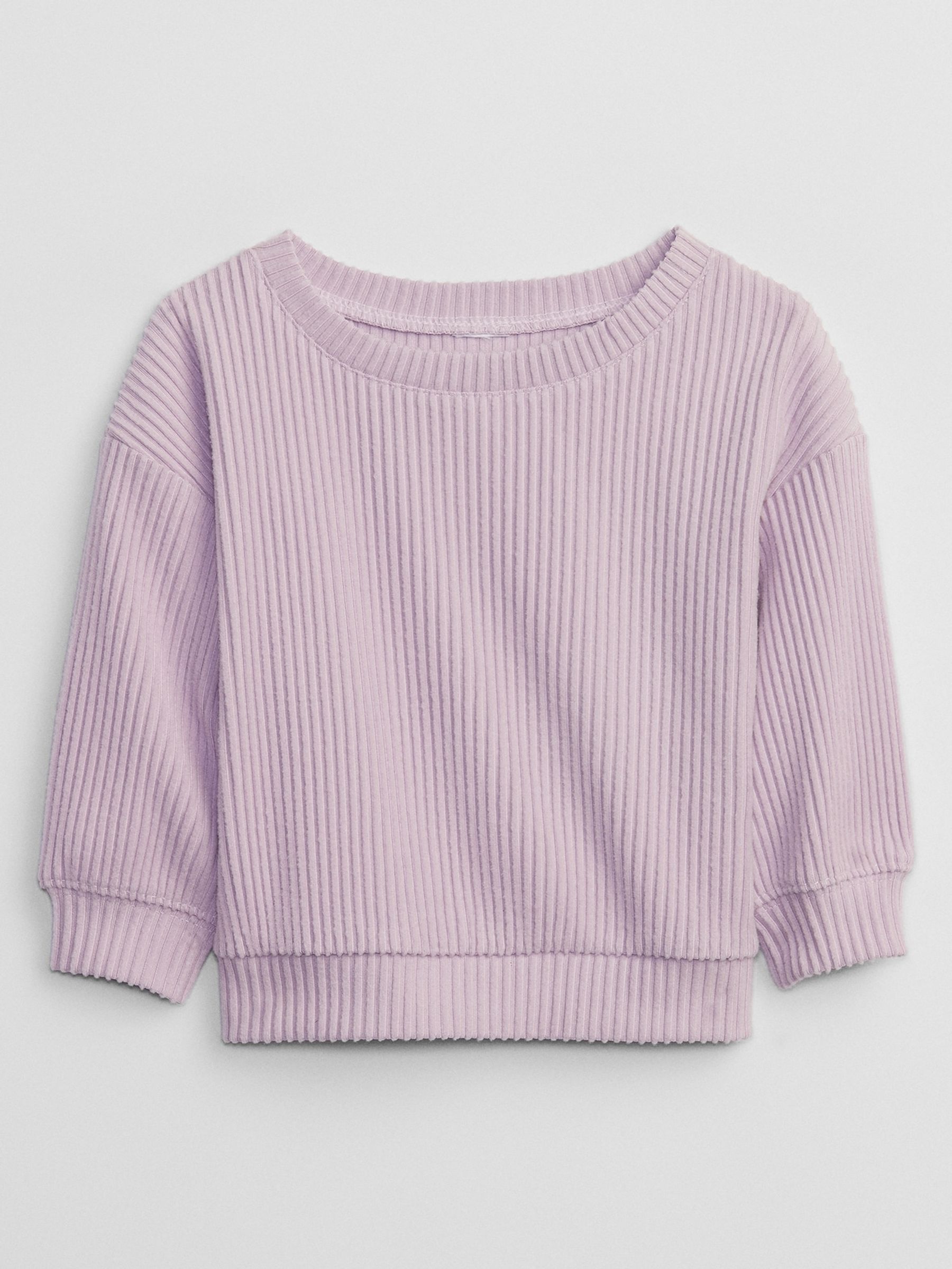 Purple Ribbed Crew Neck Sweatshirt - Image 1 of 1