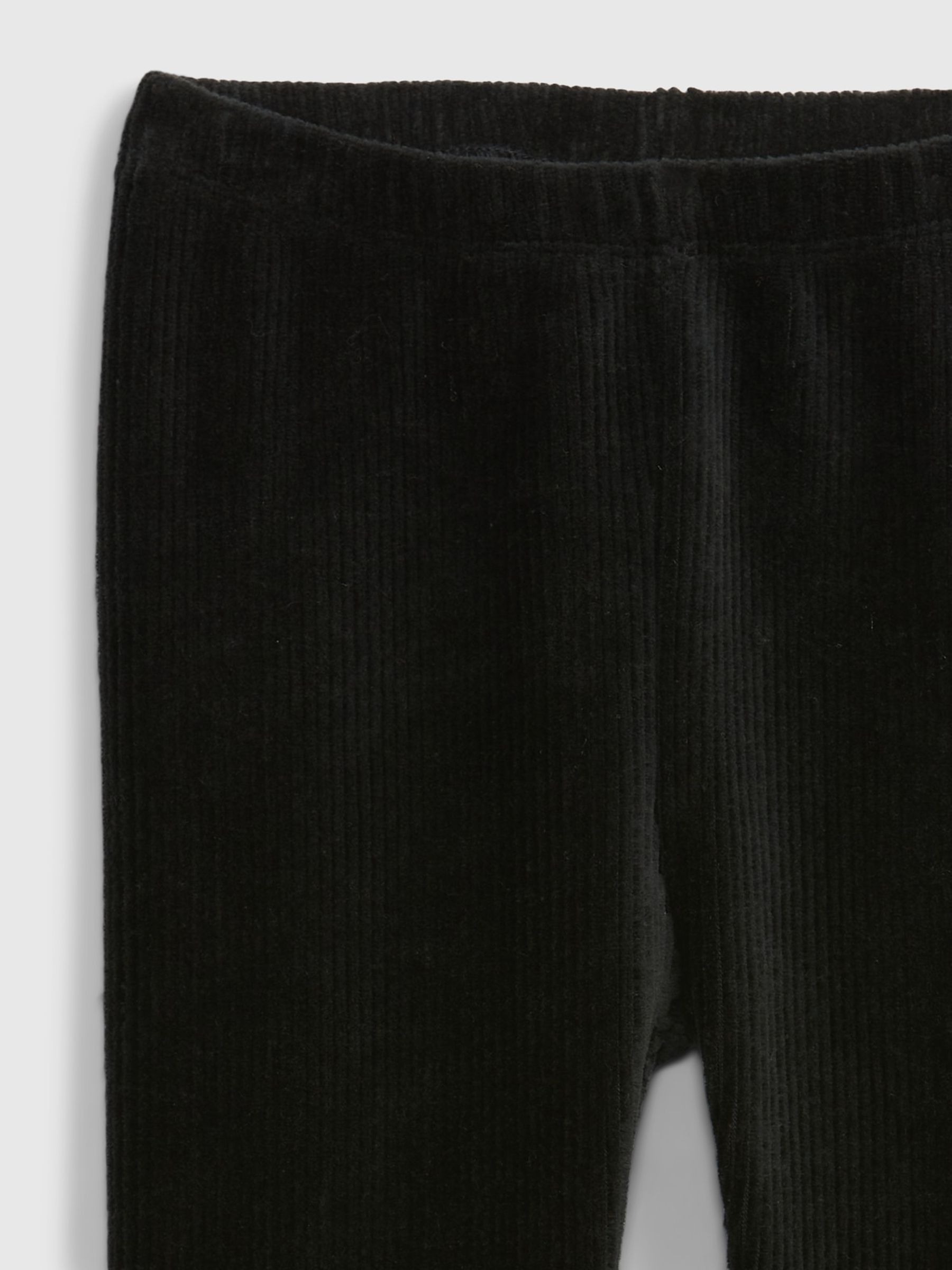 Black Ribbed Velour Leggings - Image 1 of 3 Black Ribbed Velour Leggings - Image 1 of 3