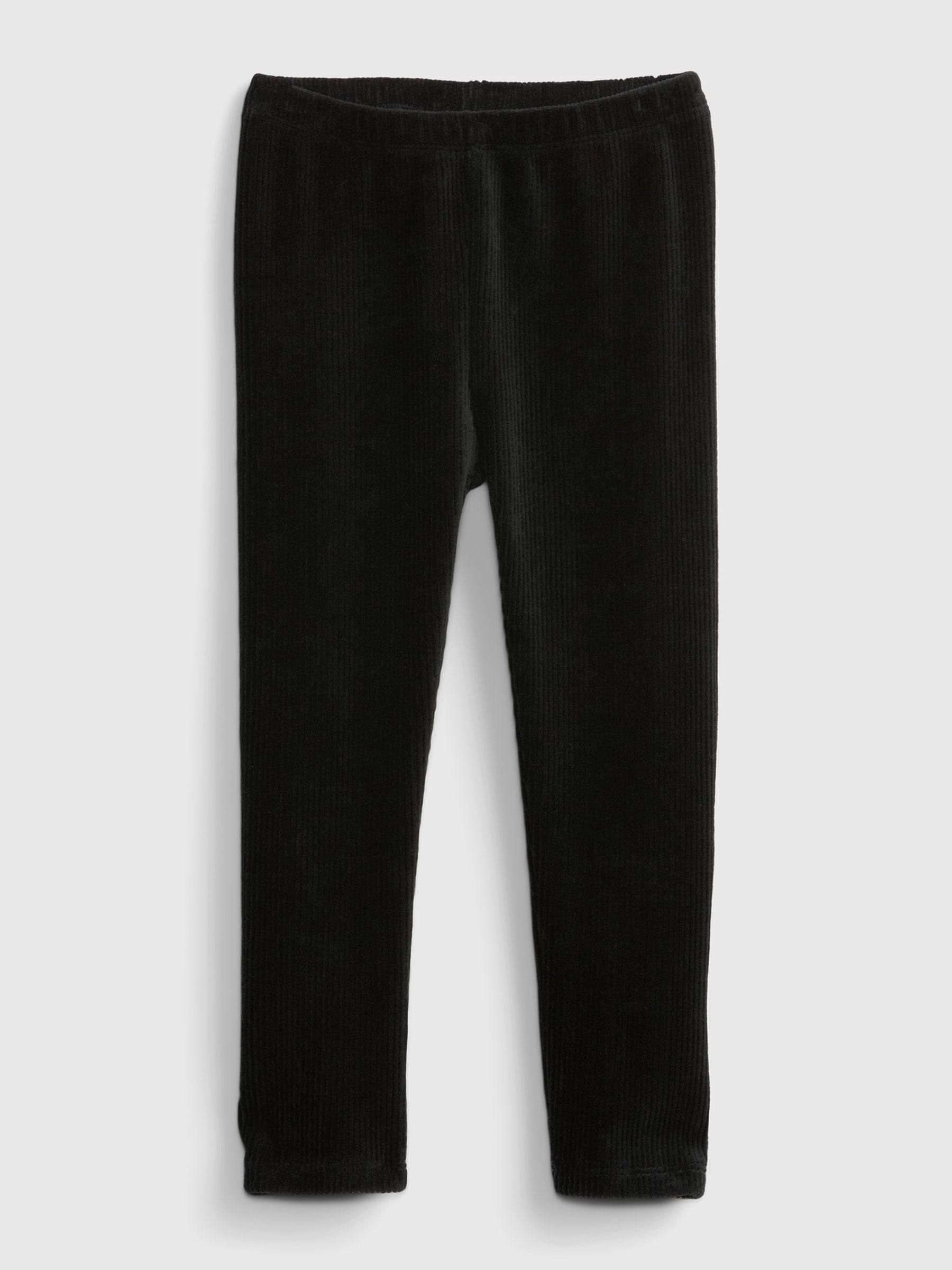 Black Ribbed Velour Leggings - Image 3 of 3