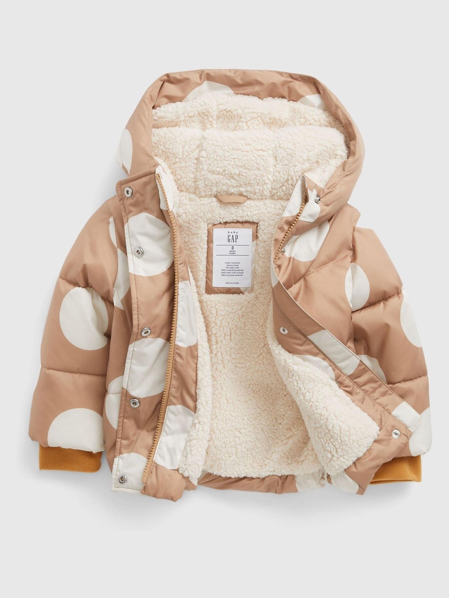 Brown Water Resistant Sherpa Lined Recycled Puffer Jacket - Image 3 of 3