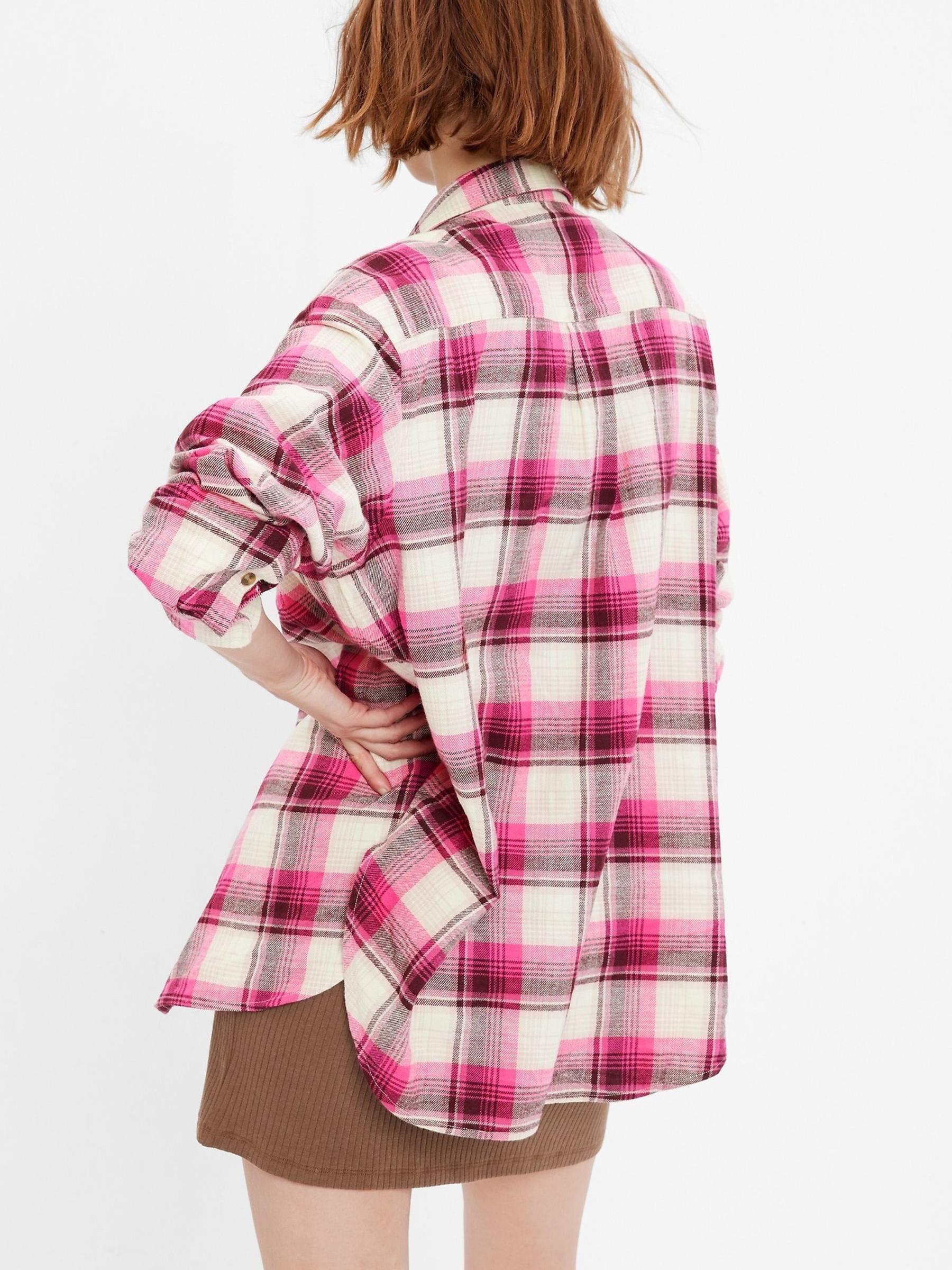 Pink and White Long Sleeve Flannel Shirt - Image 4 of 5