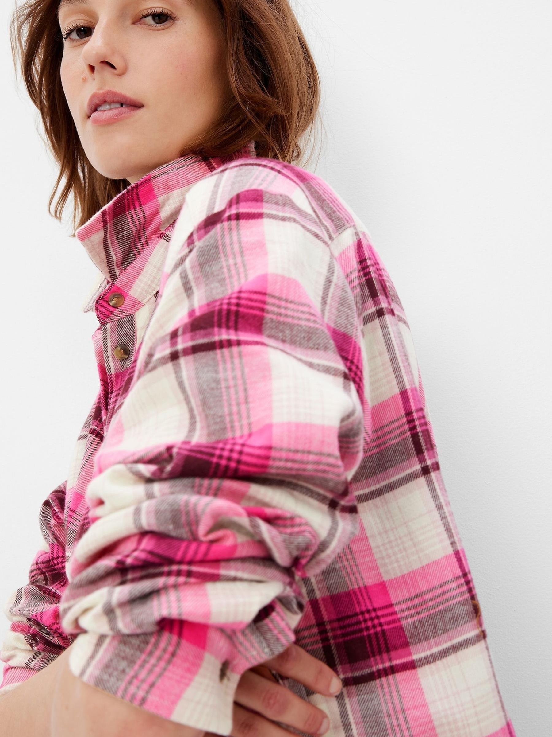 Pink and White Long Sleeve Flannel Shirt - Image 5 of 5