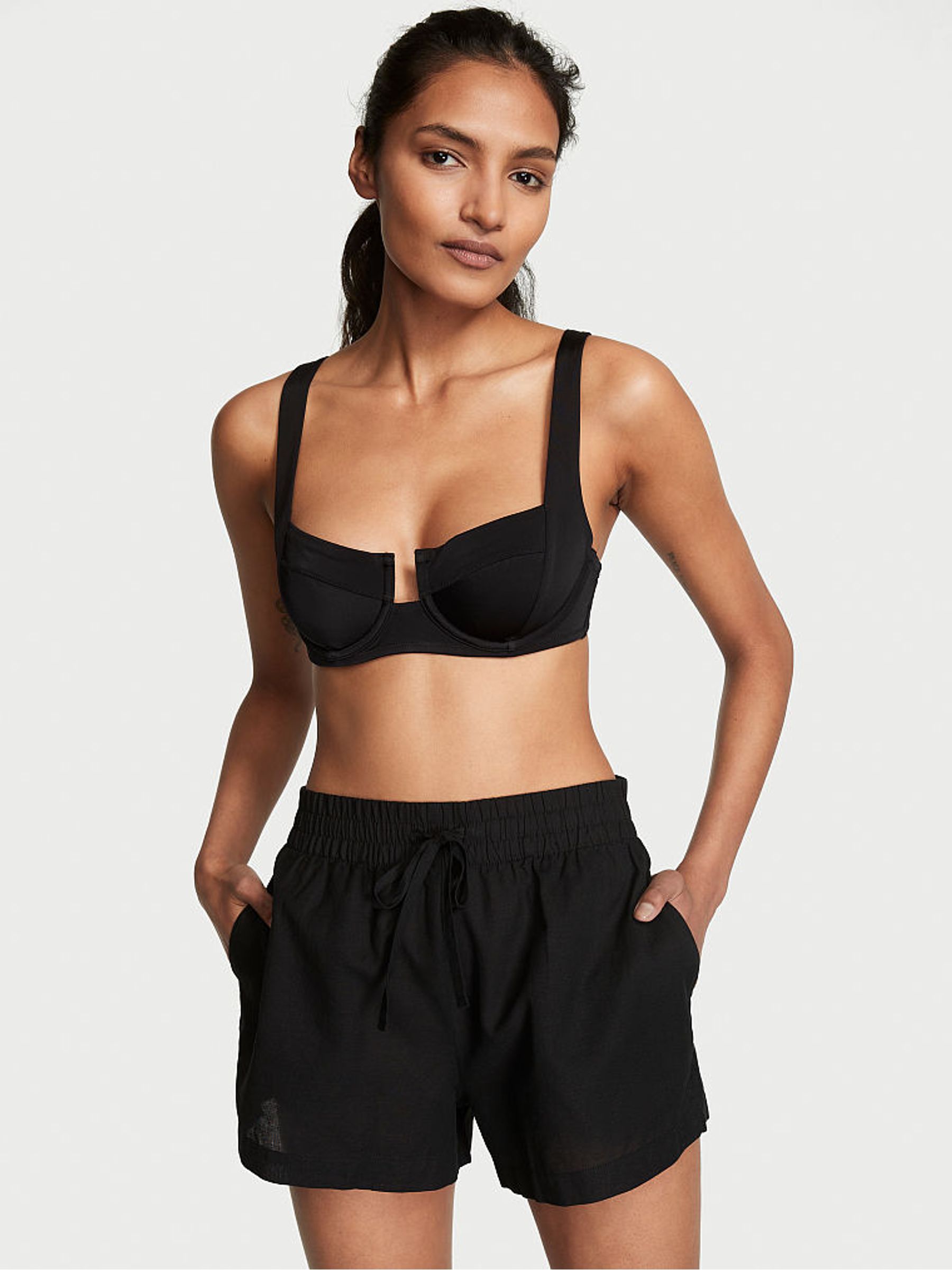 Black Linen Shorts - Image 1 of 3