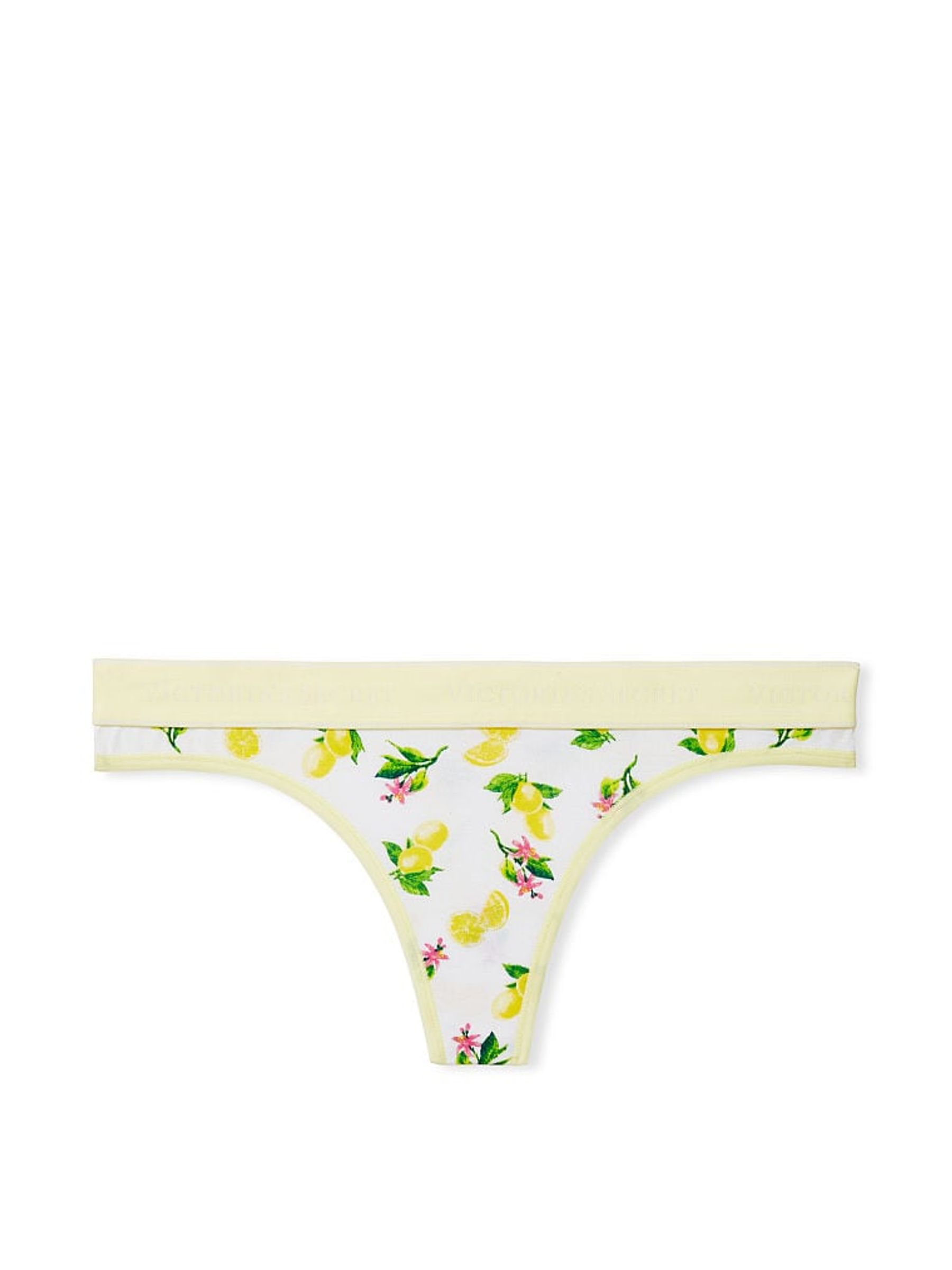 White Lemons Cotton Logo Thong Knickers - Image 3 of 4