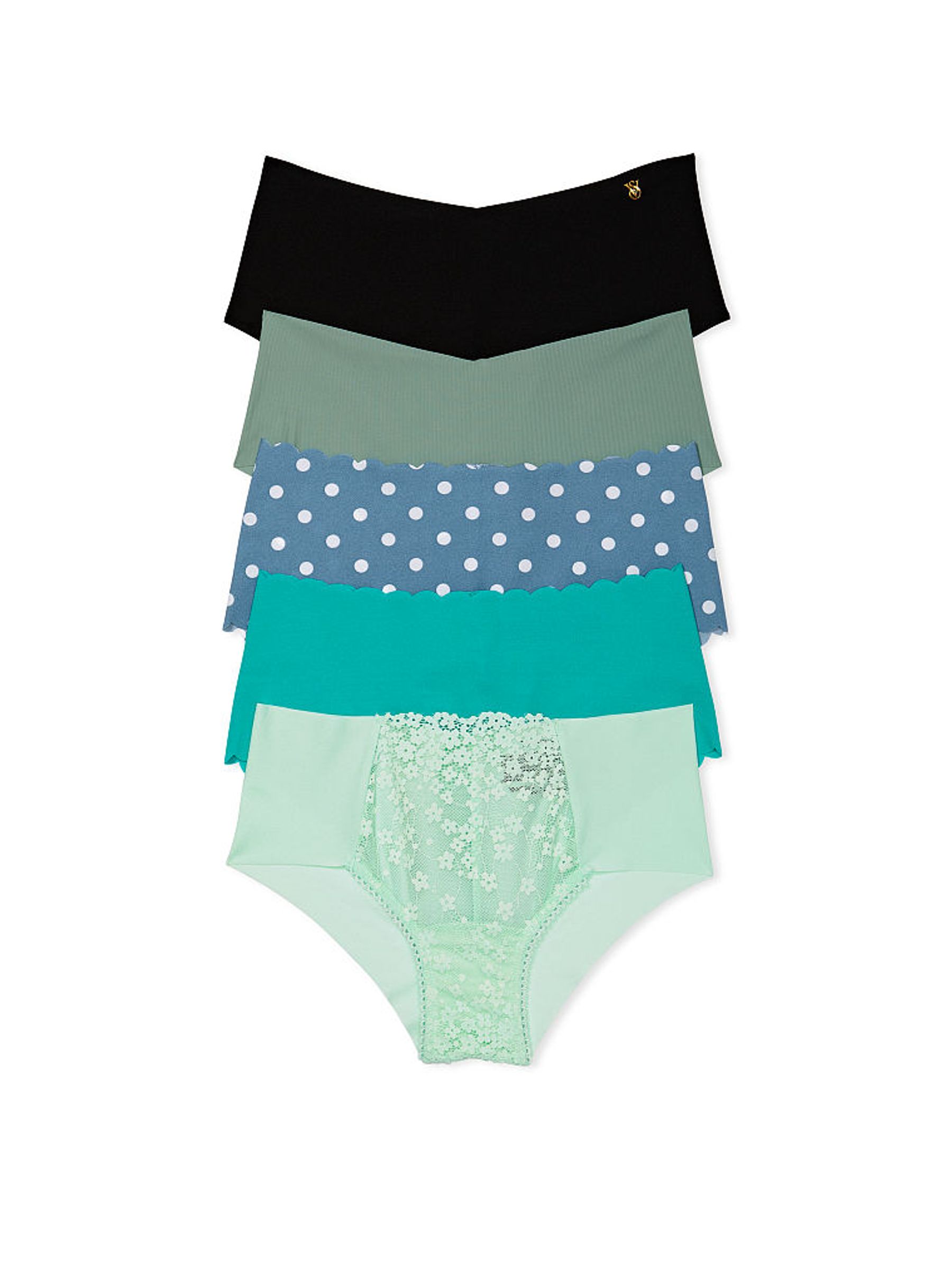 Black/Blue/Green Cheeky 5 Pack Knickers - Image 1 of 4