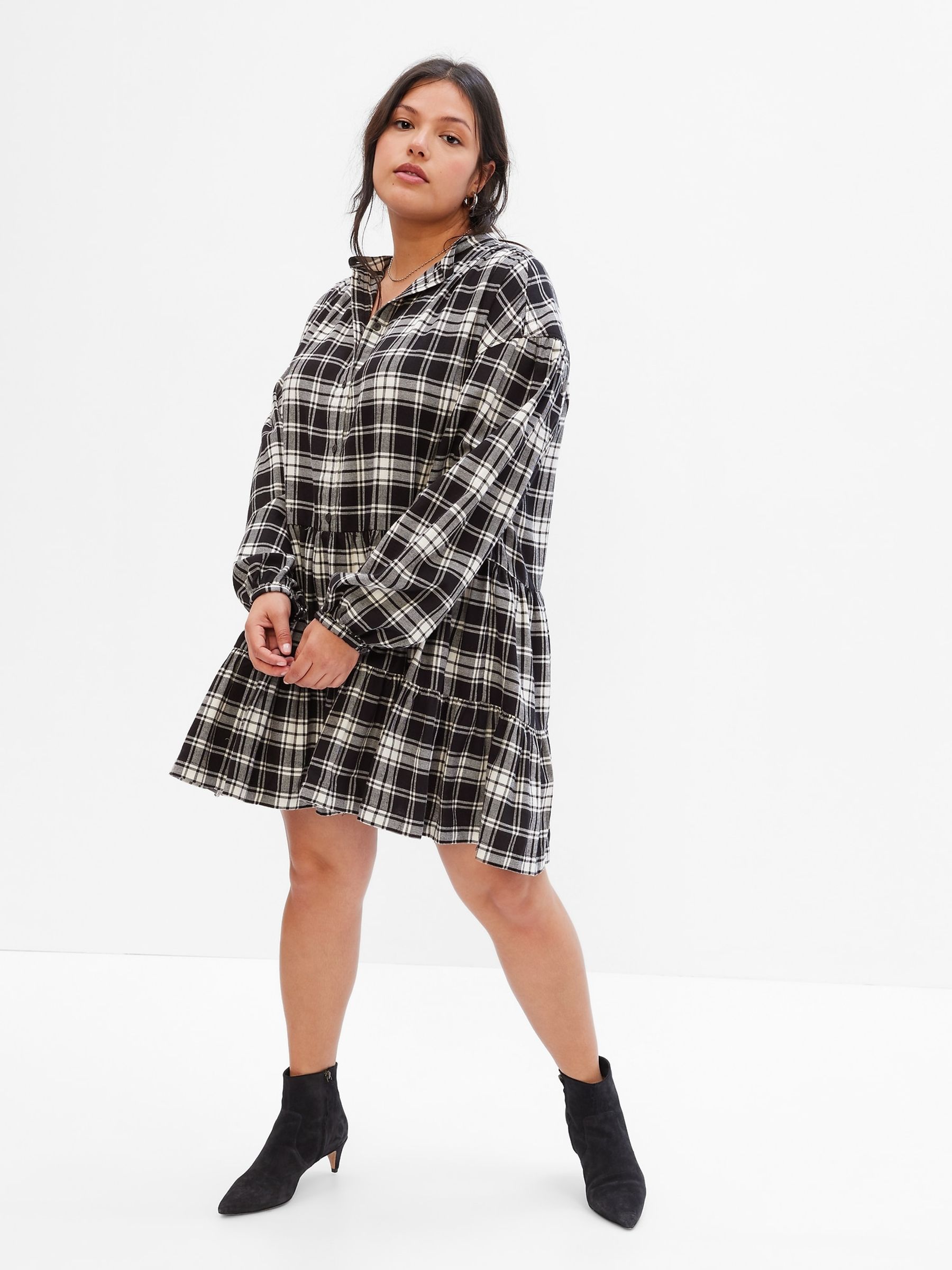 Plaid Tiered Mini Dress - Image 1 of 5