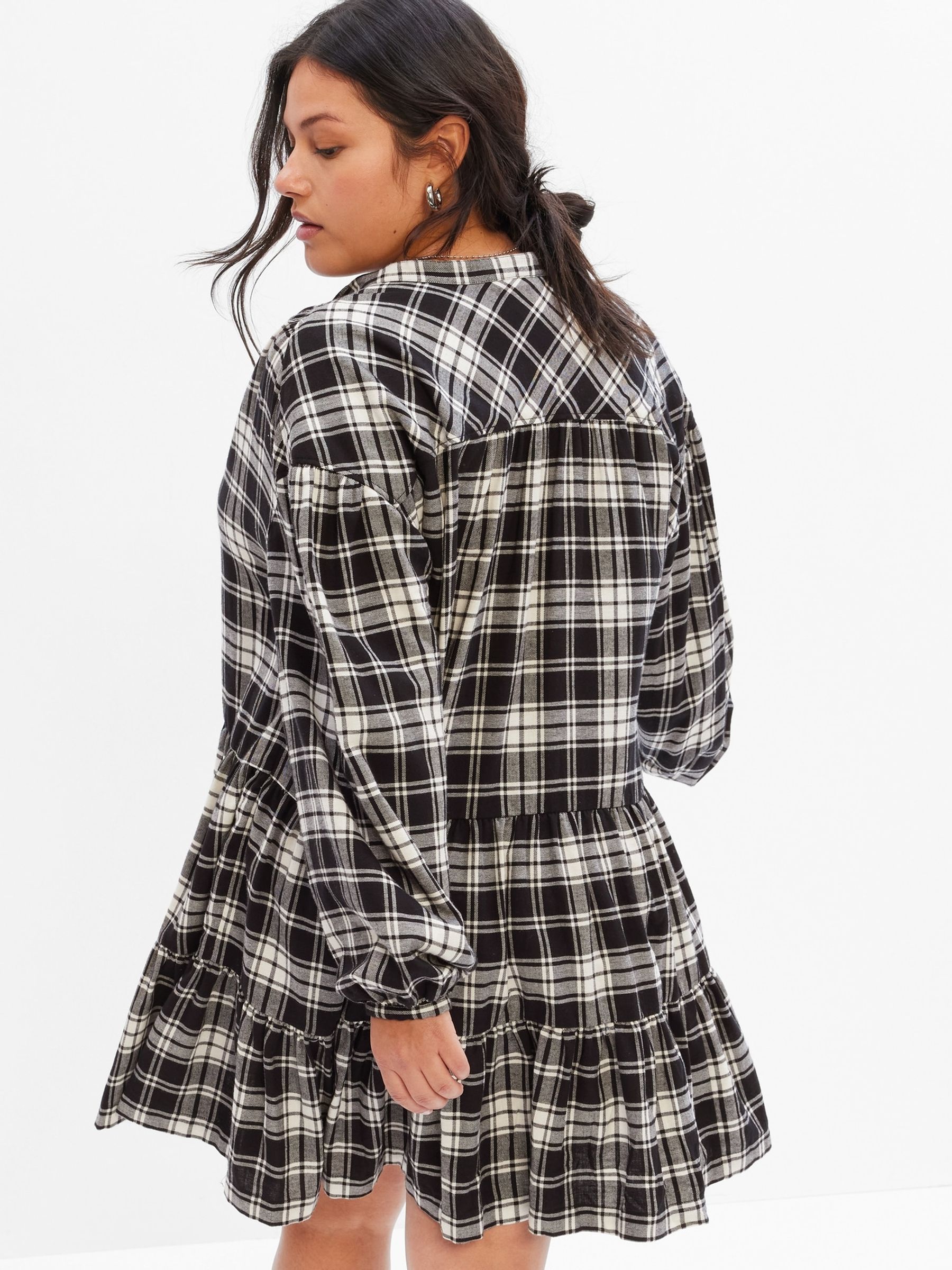 Plaid Tiered Mini Dress - Image 2 of 5