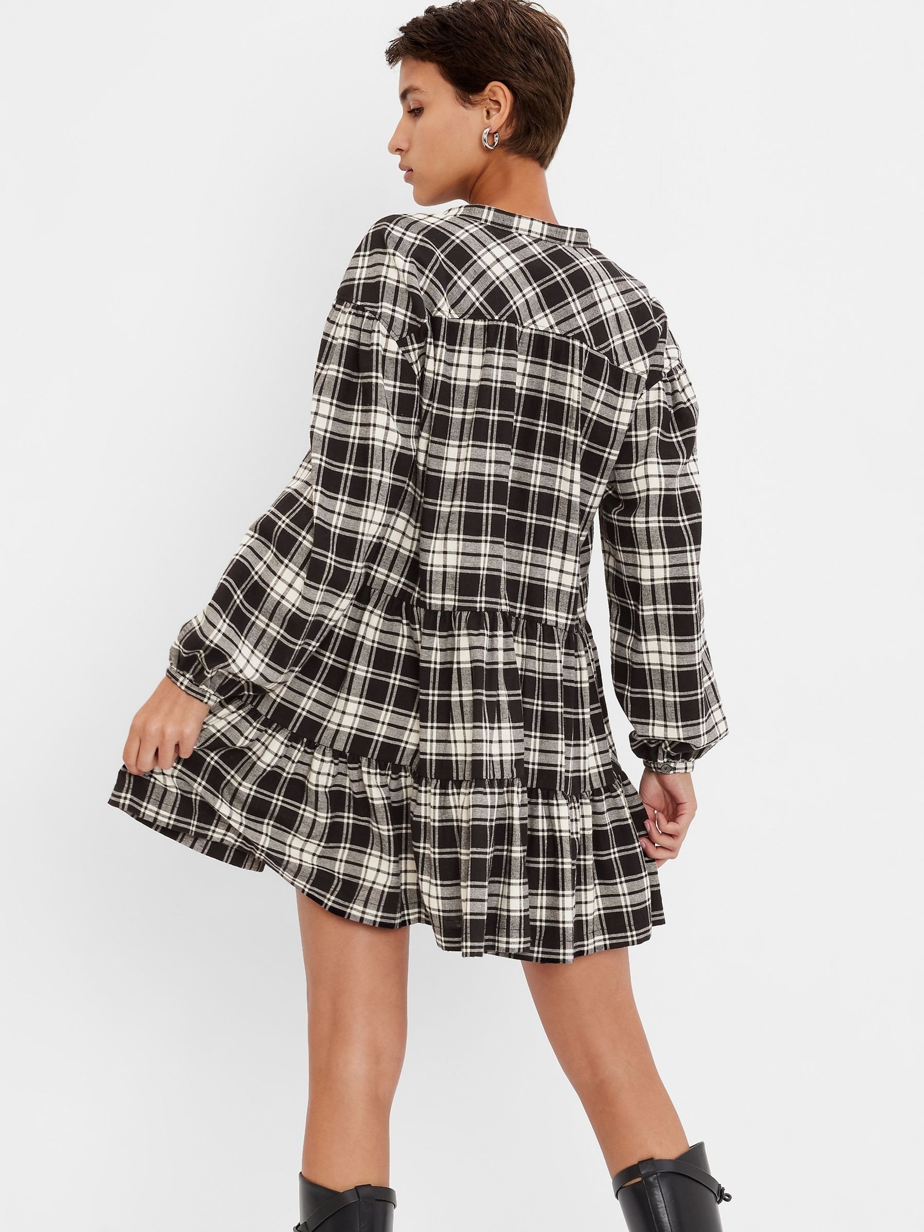 Plaid Tiered Mini Dress - Image 4 of 5
