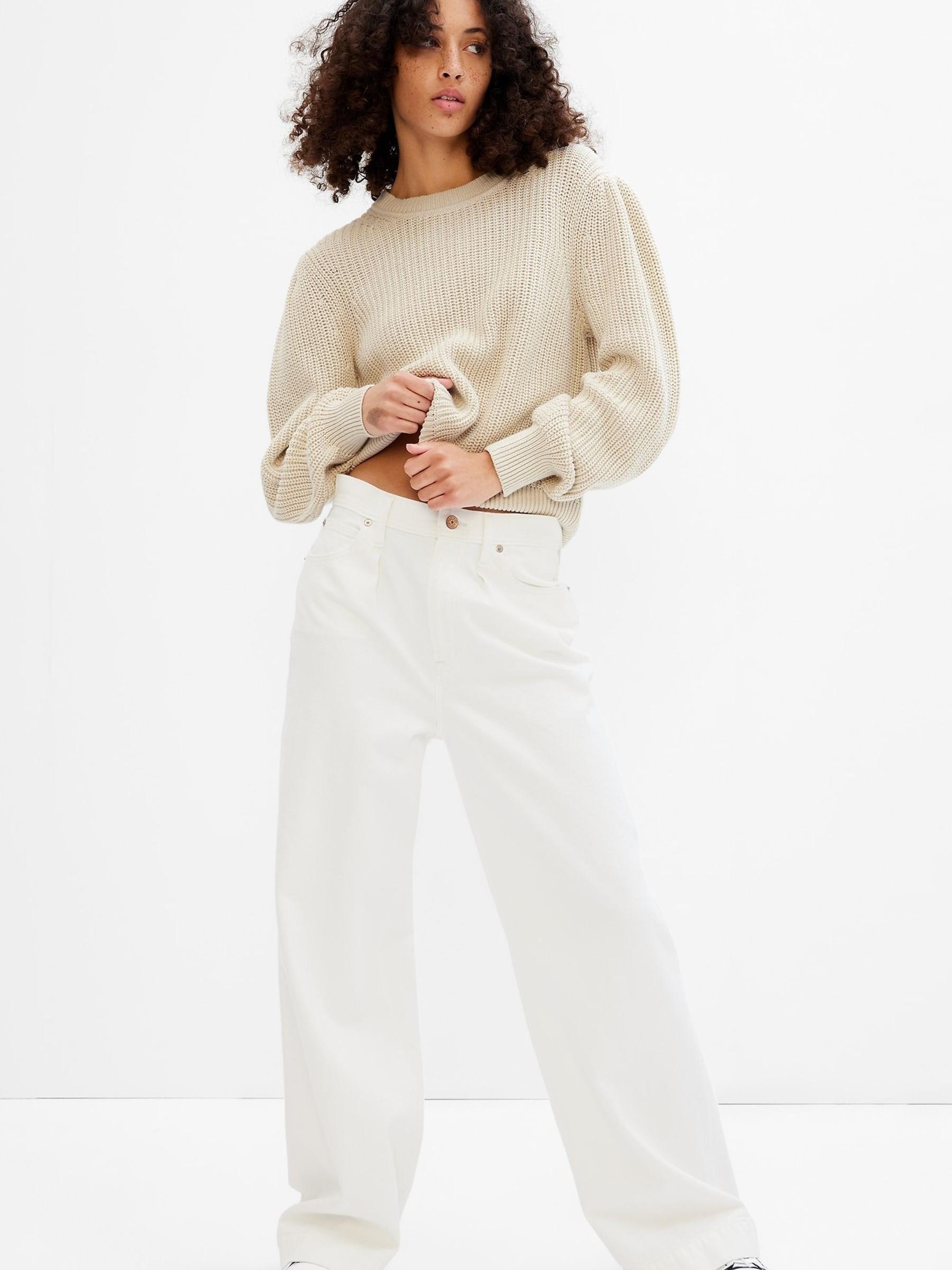 Cream Shaker-Stitch Balloon Sleeve Jumper - Image 1 of 1