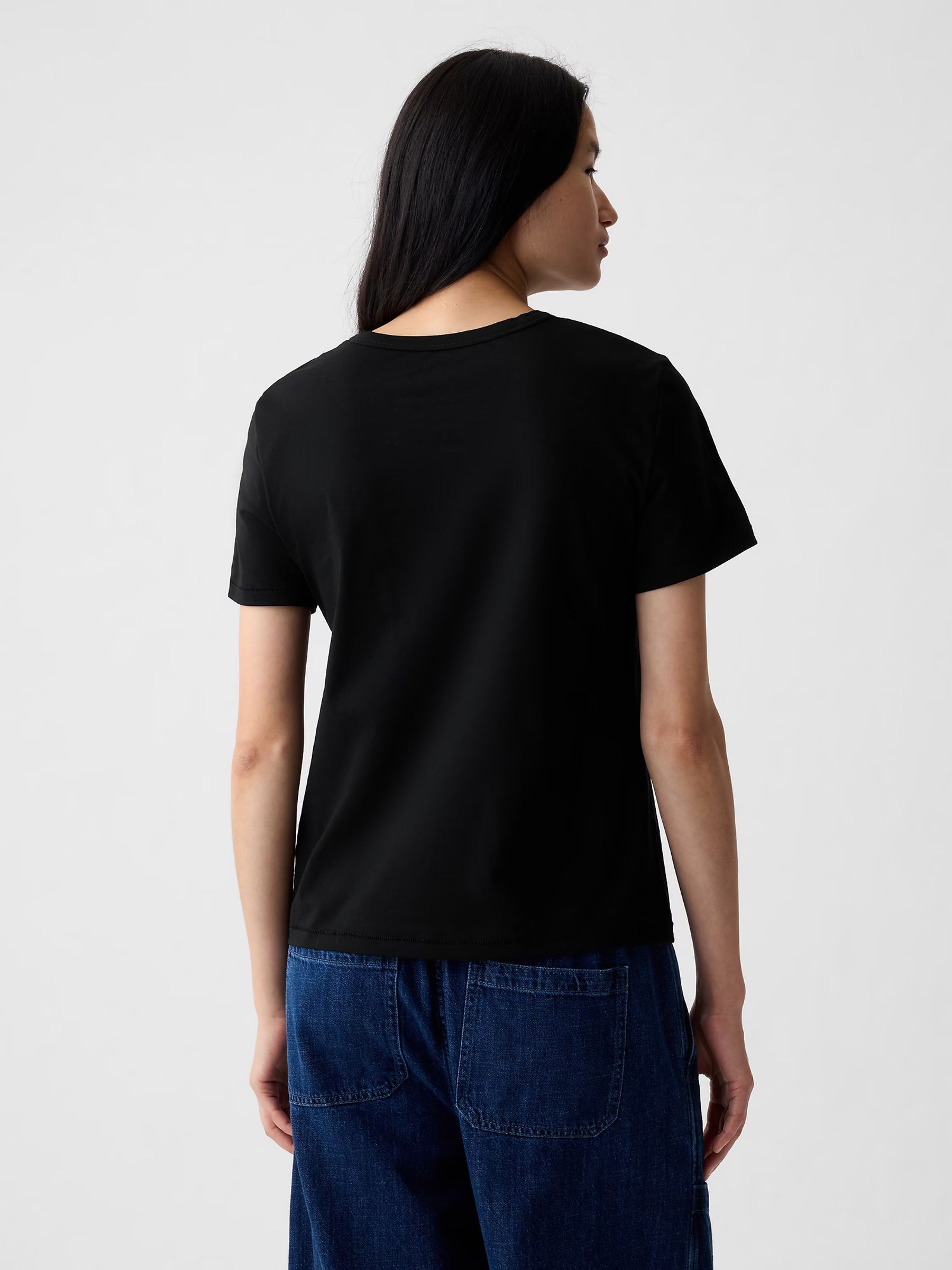 Black Vintage 100% Organic Cotton Crew Neck Short Sleeve T-Shirt - Image 2 of 7