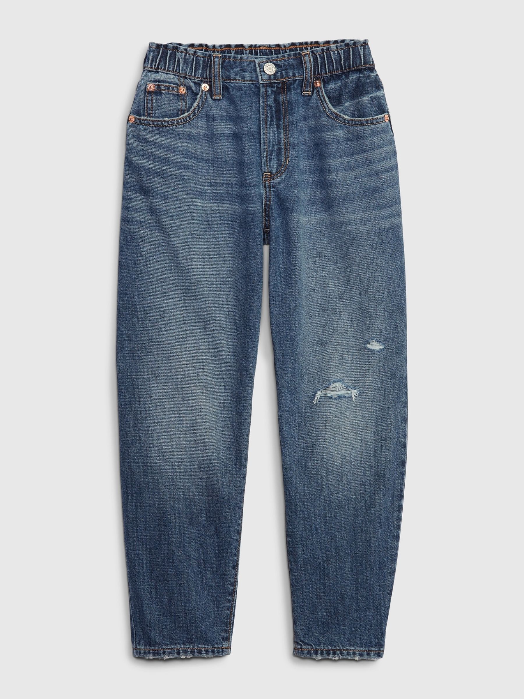 Dark Wash Blue High Rise Barrel Jeans - Image 1 of 1