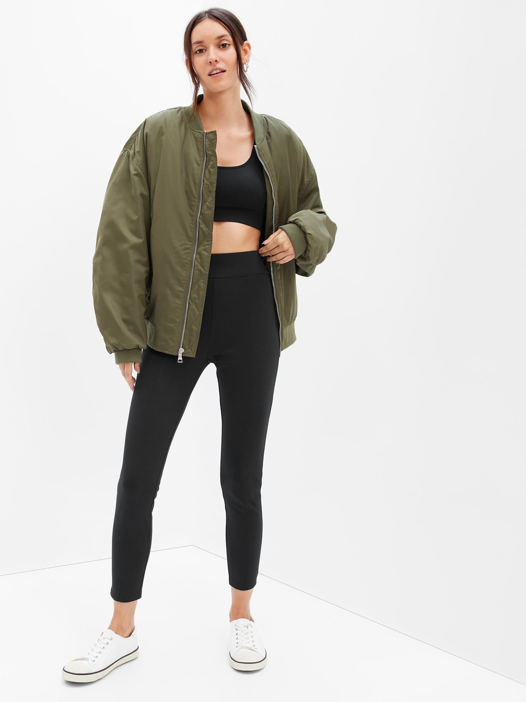 Black Mid-Rise Seamed Leggings - Image 1 of 1