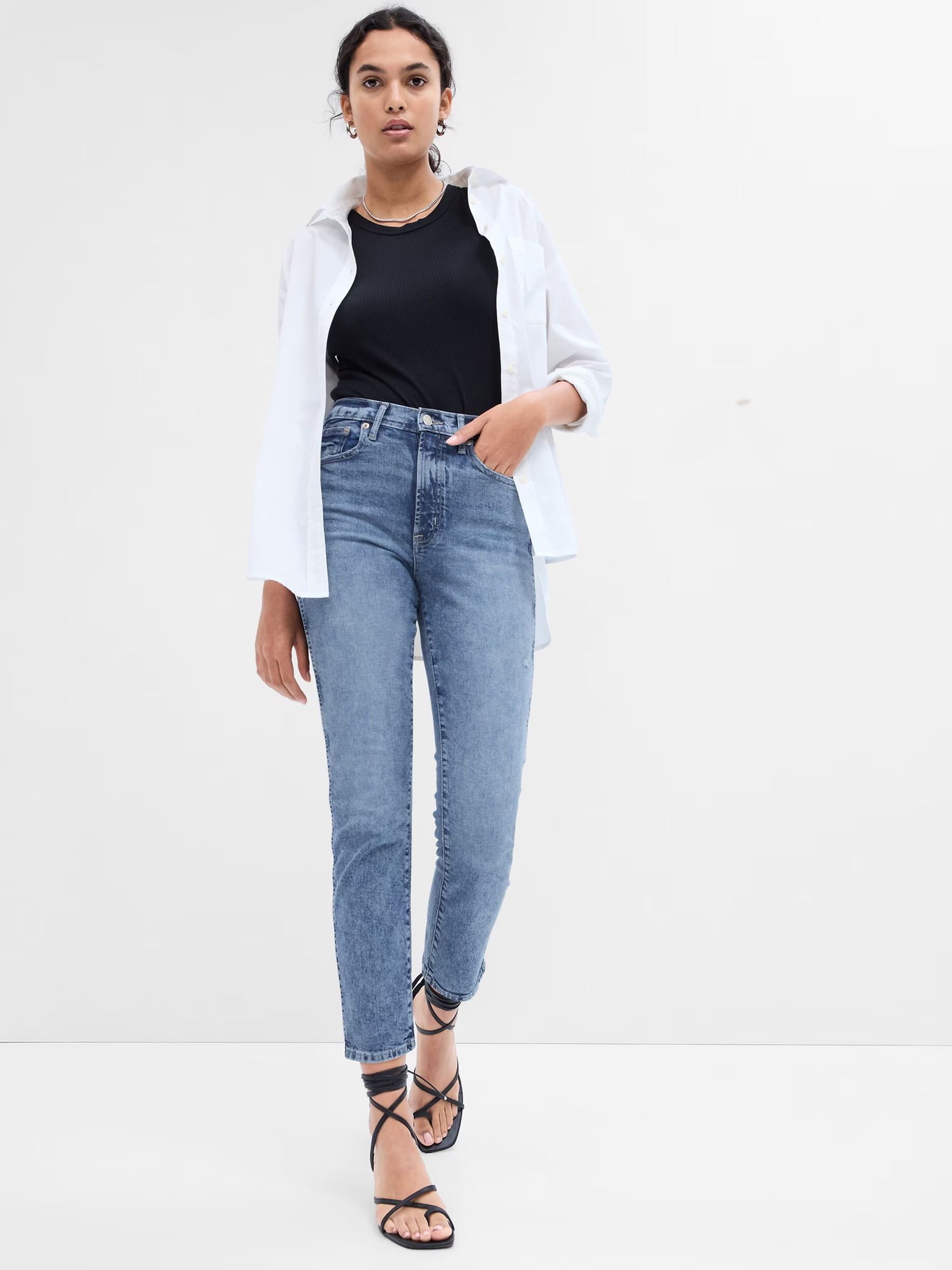 Mid Wash Blue Vintage Slim High Waisted Jeans - Image 3 of 8