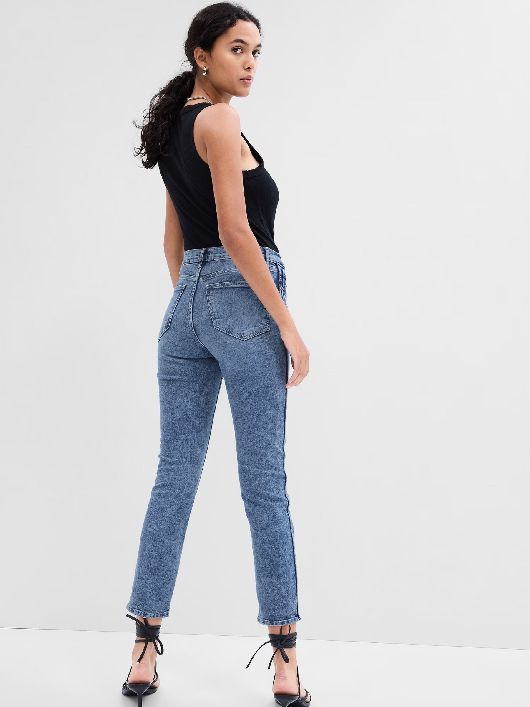 Mid Wash Blue Vintage Slim High Waisted Jeans - Image 4 of 8