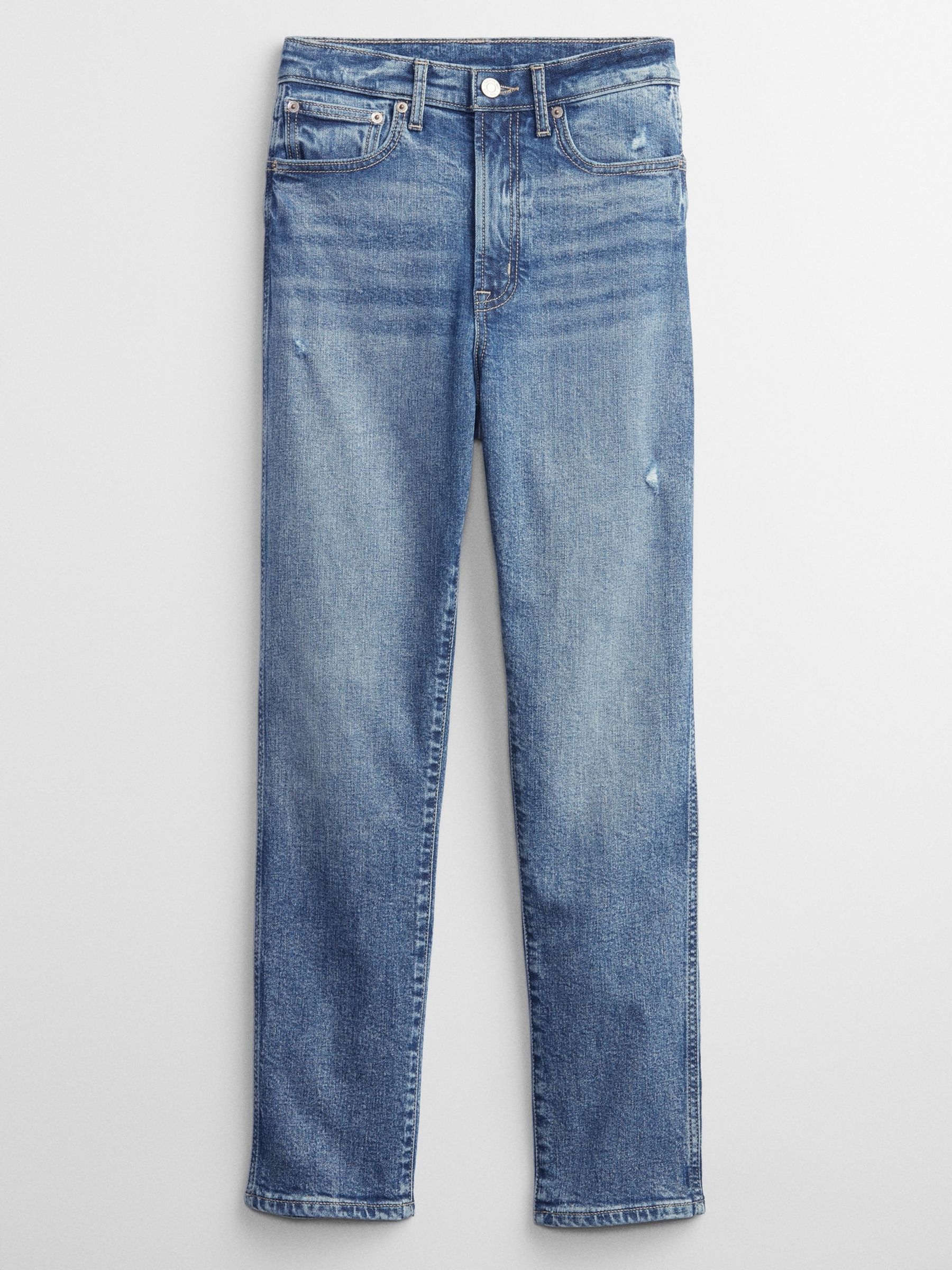Mid Wash Blue Vintage Slim High Waisted Jeans - Image 6 of 8