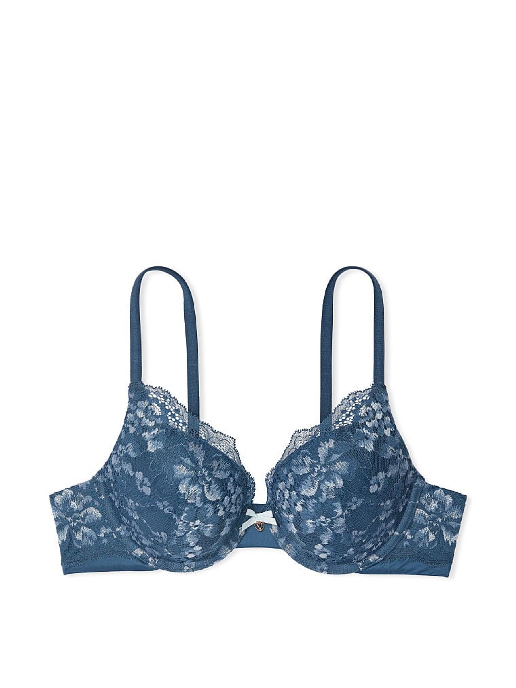Midnight Sea Blue Lace Full Cup Push Up Bra - Image 4 of 4