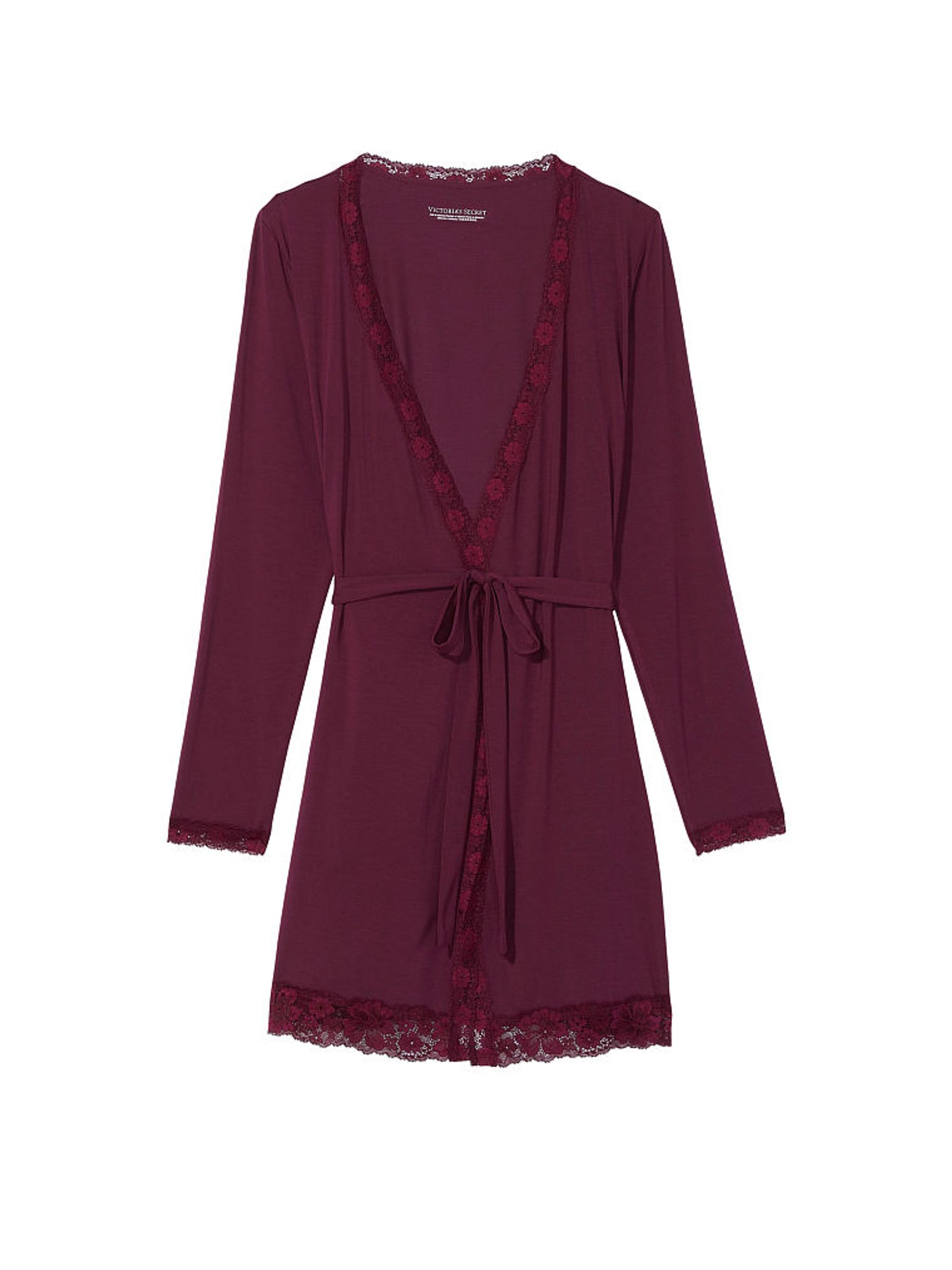 Kir Purple Modal Lace Trim Robe - Image 3 of 3