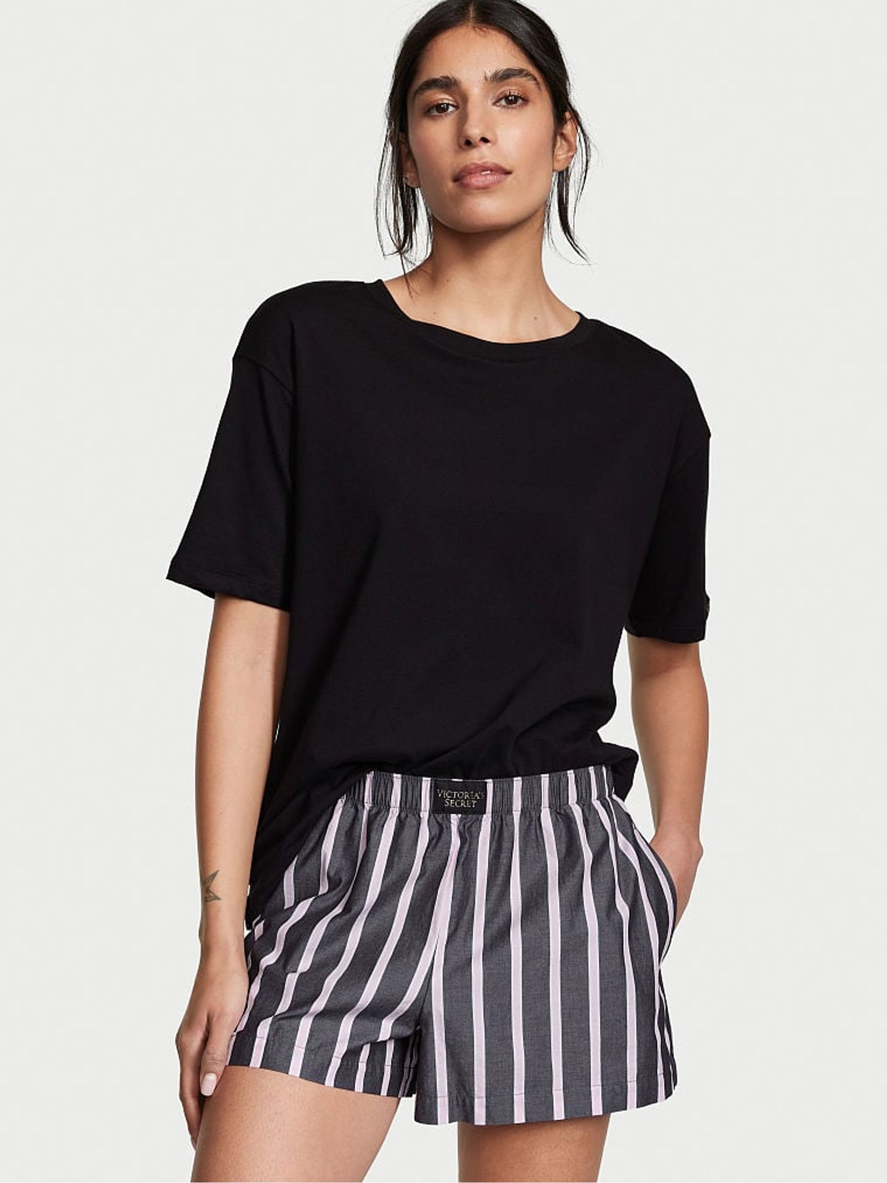 Black Classic Stripe Cotton Short Pyjamas - Image 1 of 1
