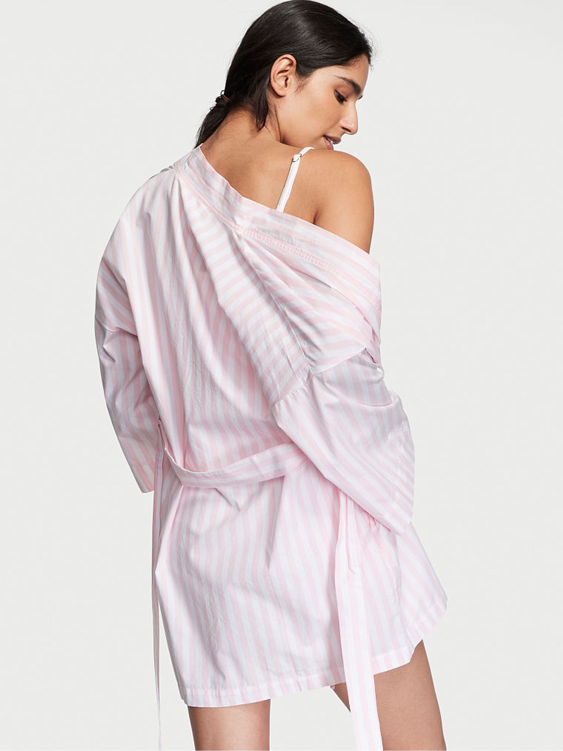 Pretty Blossom Bold Stripe Pink Cotton 3 Piece Pyjama Set - Image 2 of 3 Pretty Blossom Bold Stripe Pink Cotton 3 Piece Pyjama Set - Image 2 of 3