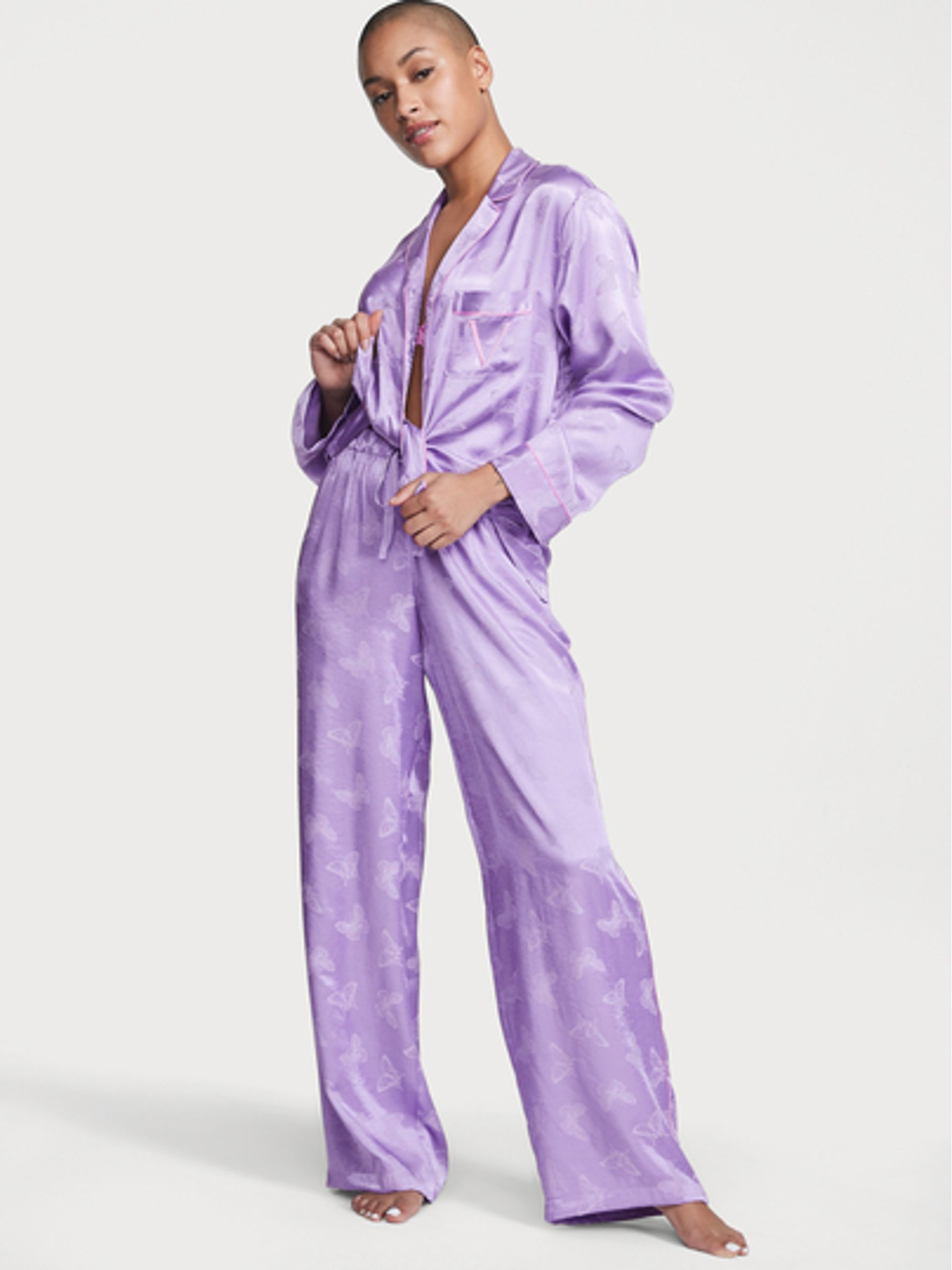Secret Crush Butterflies Satin Long Pyjamas - Image 1 of 4