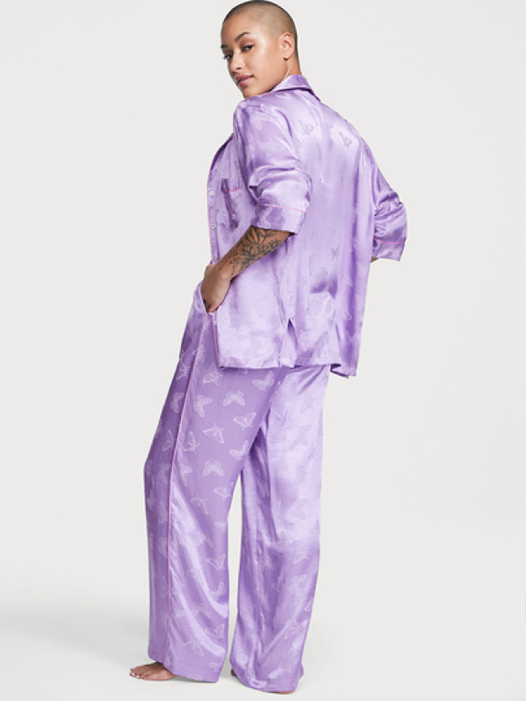 Secret Crush Butterflies Satin Long Pyjamas - Image 2 of 4