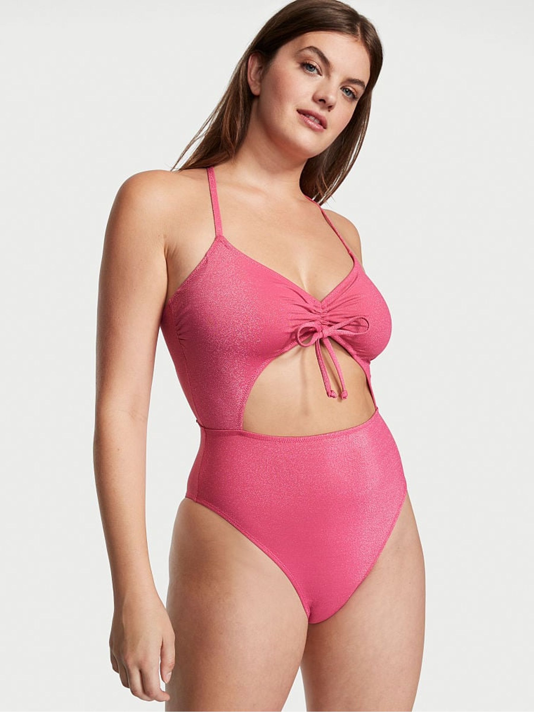 Forever Pink Shine Ruched Swimsuit - Image 1 of 1