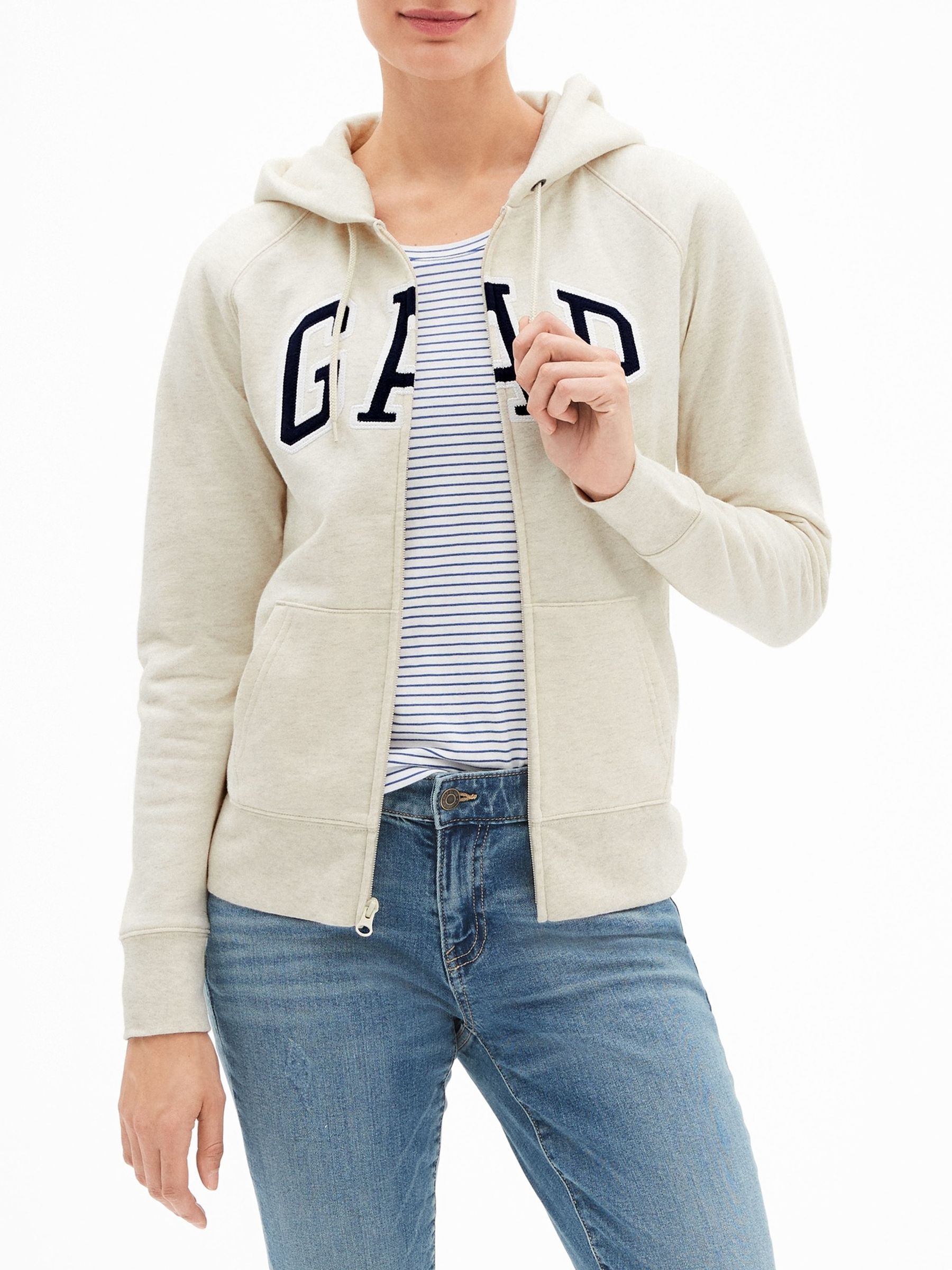 Cream Logo Zip Up Hoodie - Image 1 of 1