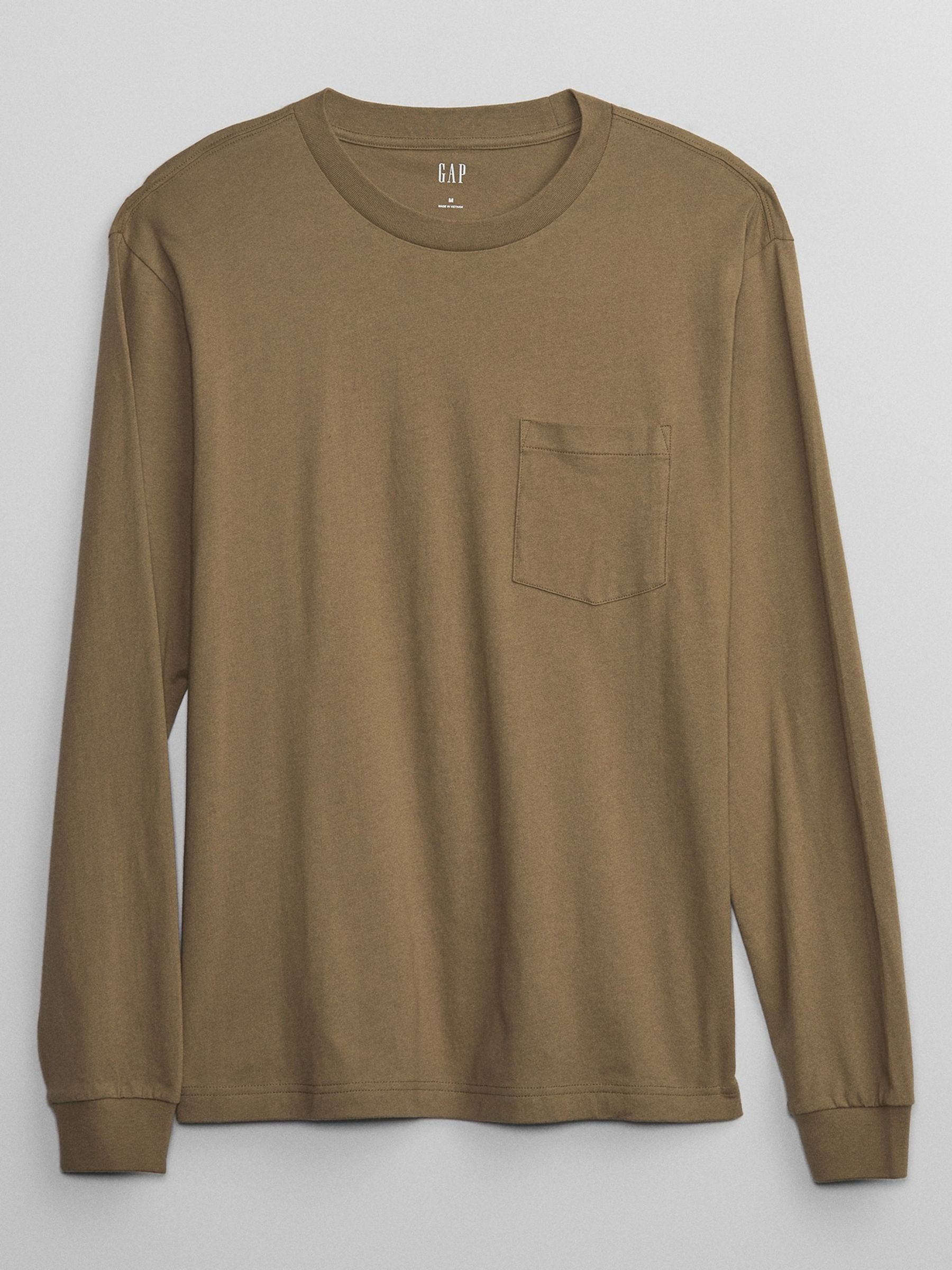Khaki Green Relaxed Long-Sleeve Pocket T-Shirt - Image 3 of 4