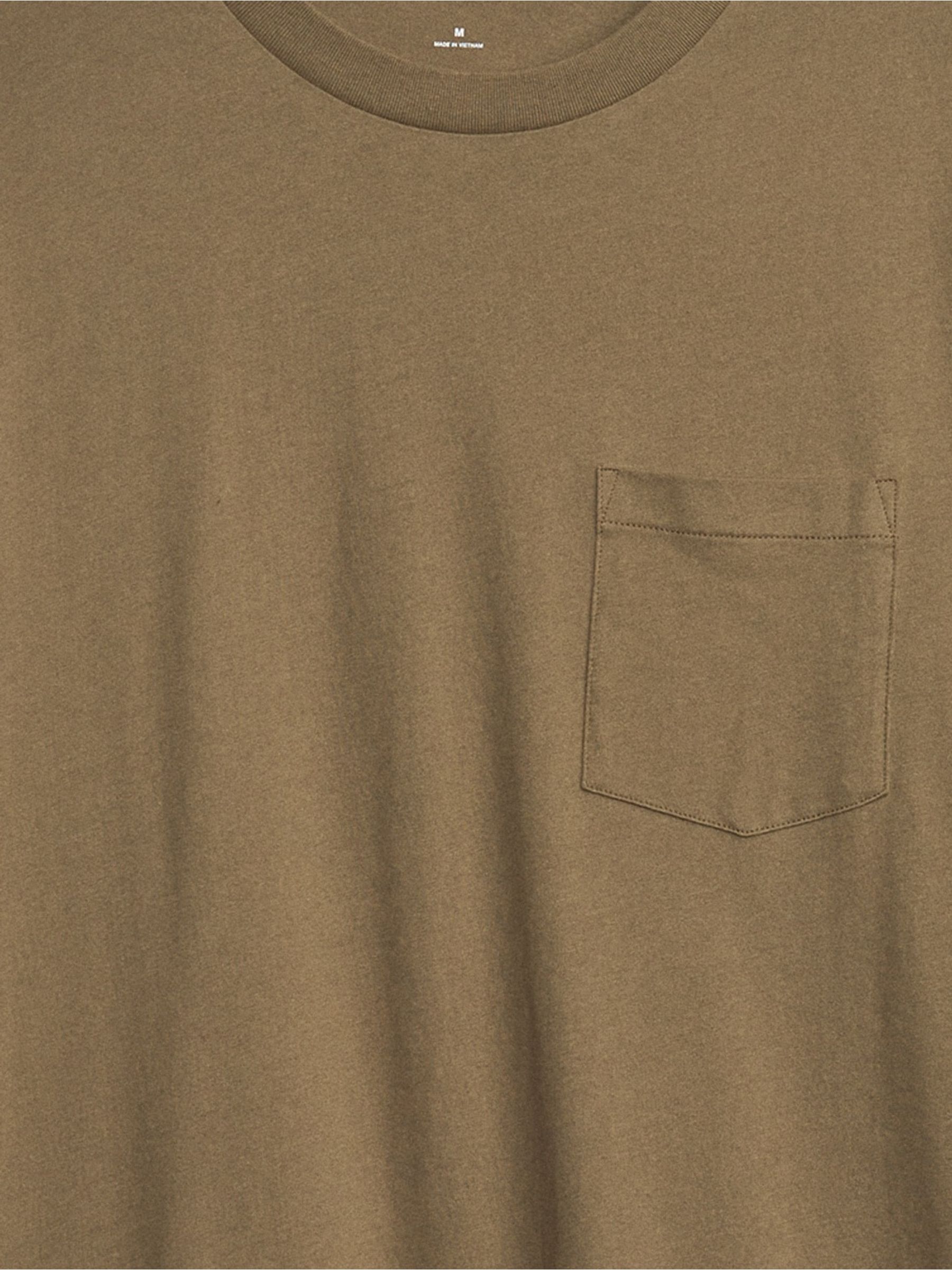Khaki Green Relaxed Long-Sleeve Pocket T-Shirt - Image 4 of 4