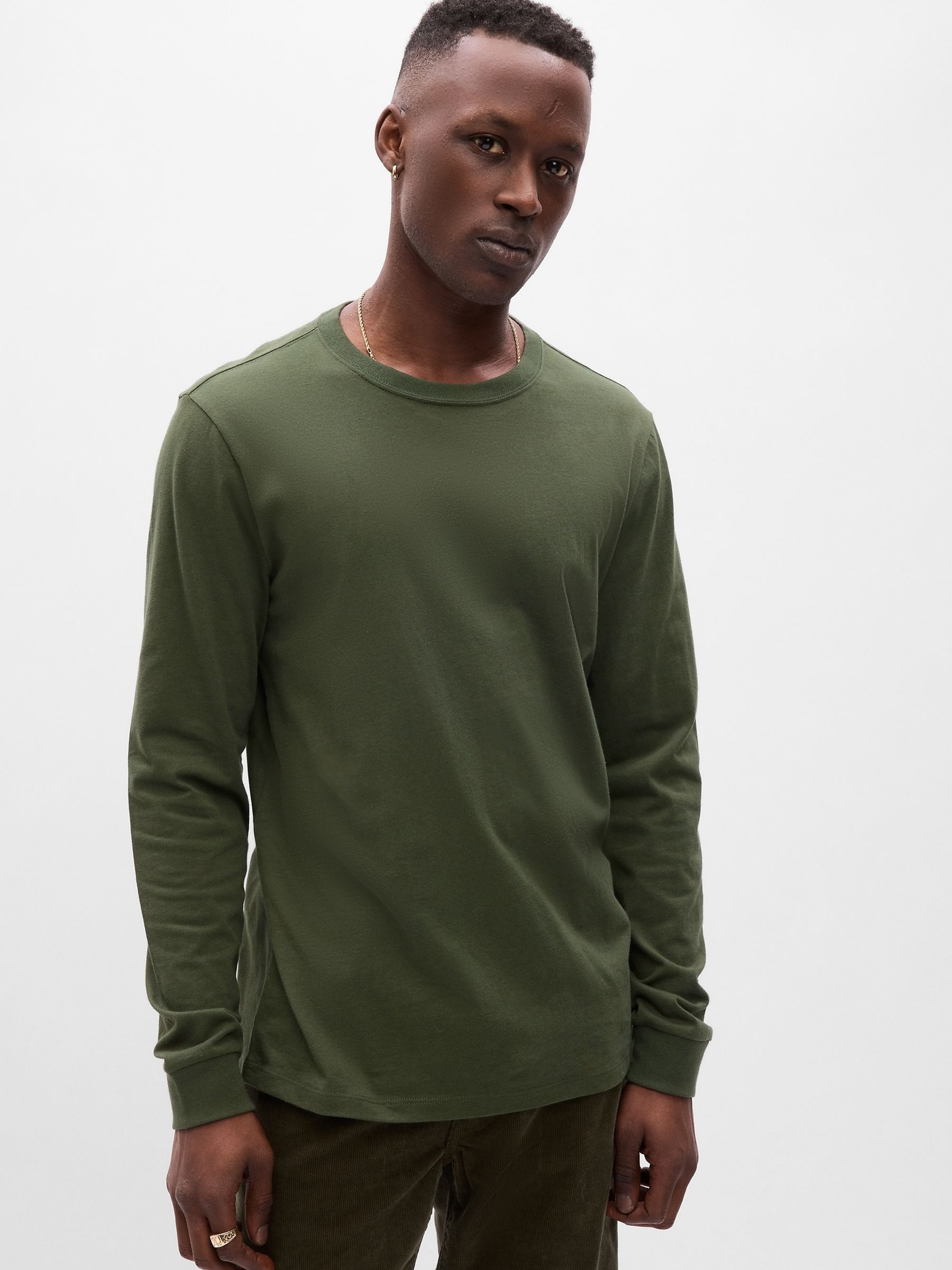 Green Everyday Soft Long Sleeve Crew Neck T-Shirt - Image 1 of 1