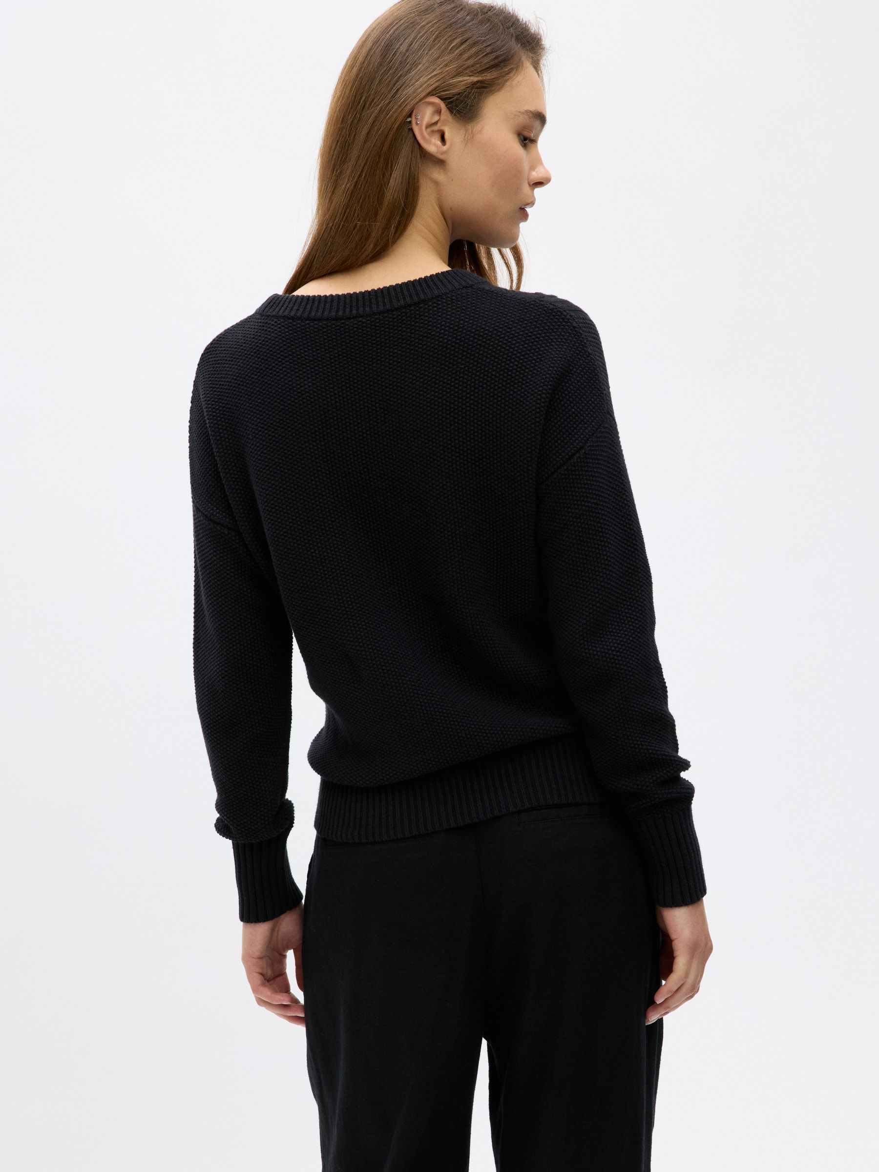 Black Cable Knit Crew Neck Jumper - Image 2 of 3