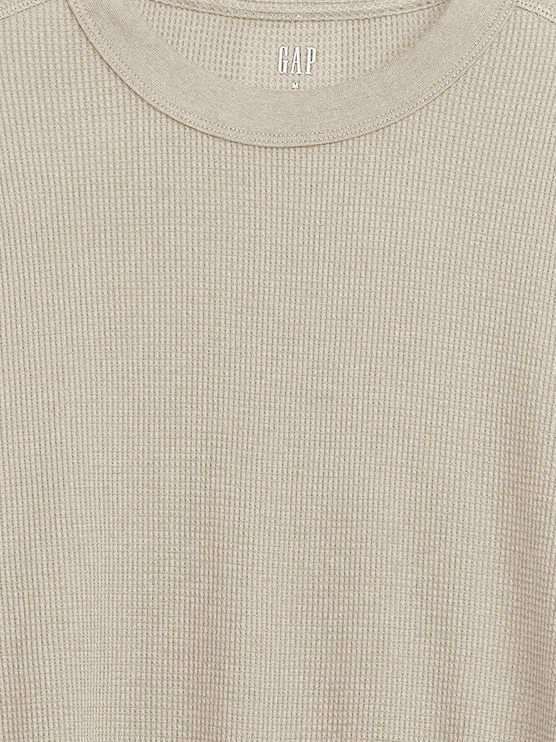 Cream Waffle-Knit Crew Neck Long Sleeve T-Shirt - Image 4 of 4