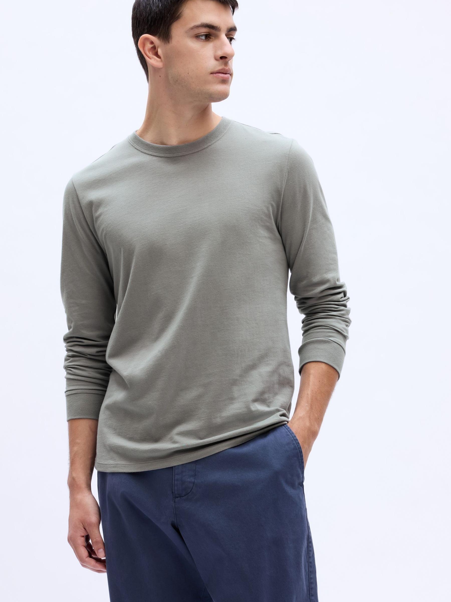 Grey Everyday Soft Long Sleeve Crew Neck T-Shirt - Image 1 of 2 Grey Everyday Soft Long Sleeve Crew Neck T-Shirt - Image 1 of 2