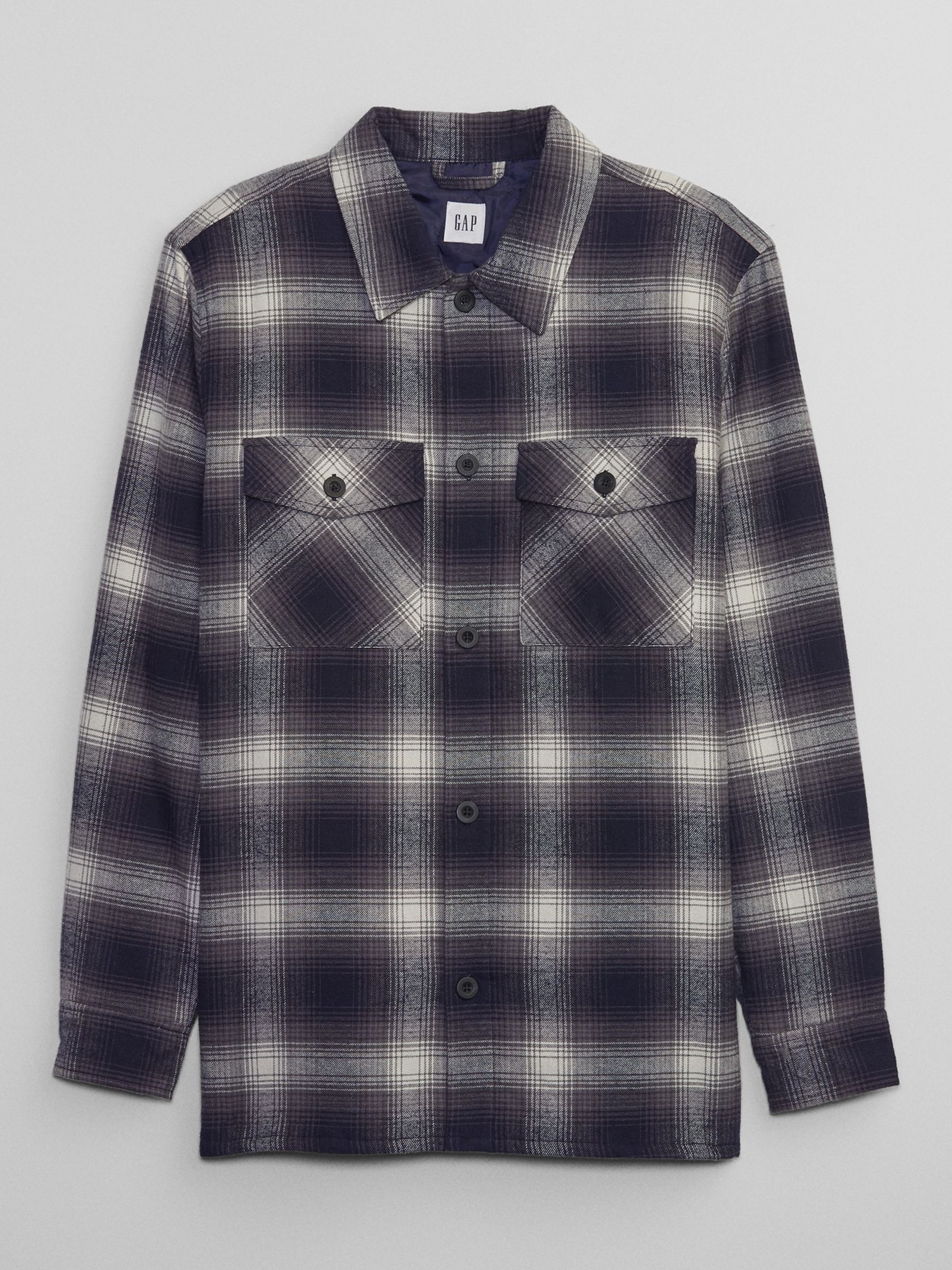 Navy Relaxed Flannel Shirt Jacket - Image 1 of 1