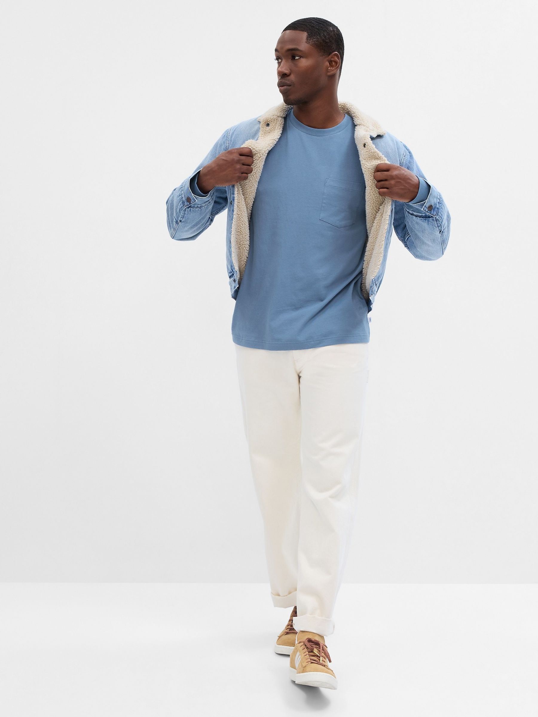 Blue Relaxed Long-Sleeve Pocket T-Shirt - Image 1 of 1