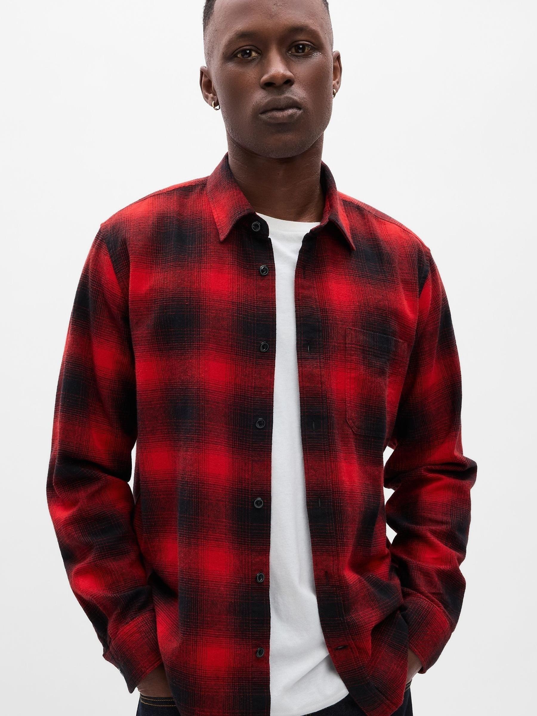 Red & Black Check Long Sleeve Shirt in Standard Fit - Image 1 of 1