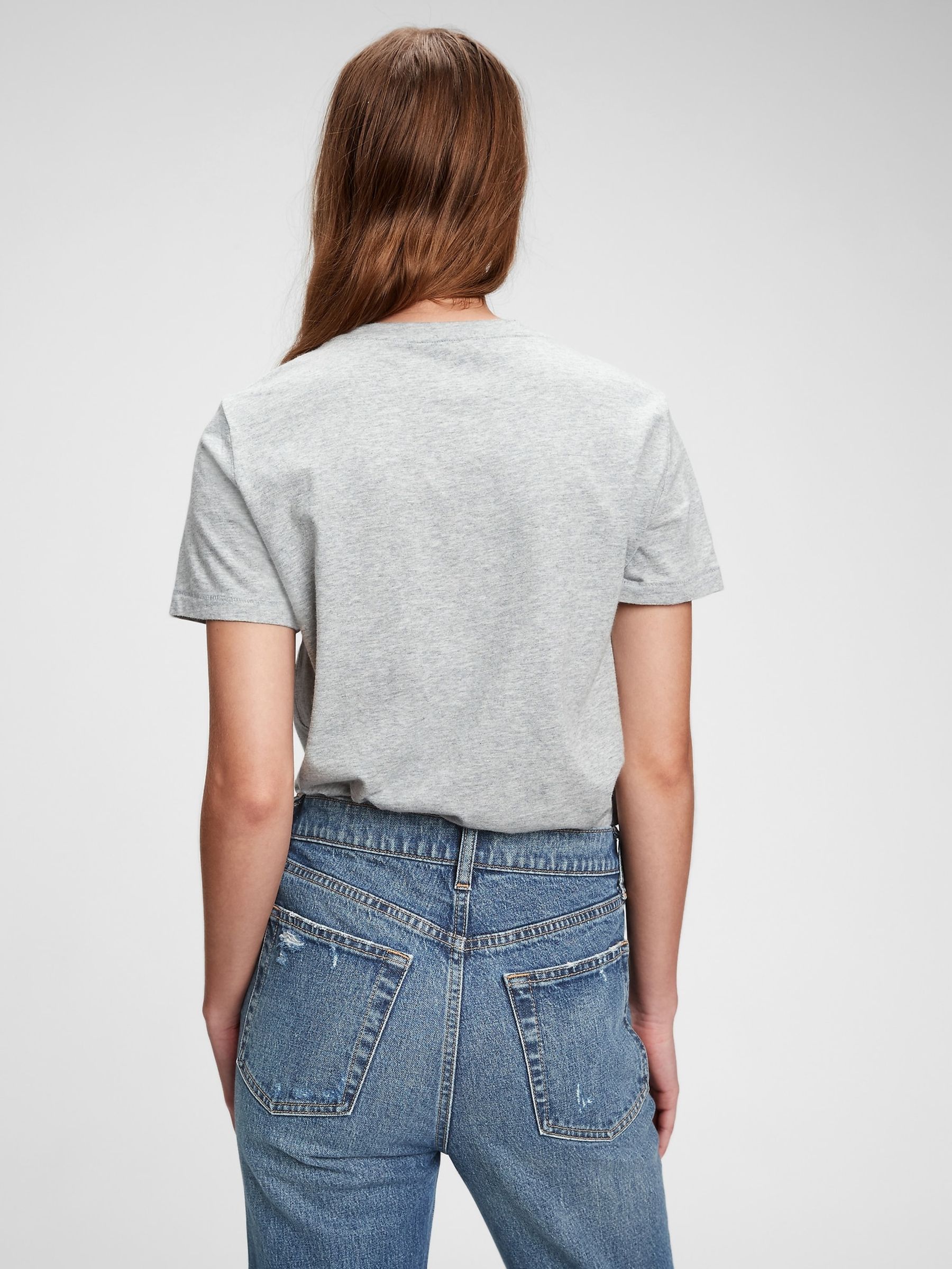 Grey Crew Neck Vintage 100% Organic Cotton Short Sleeve T-Shirt - Image 2 of 5