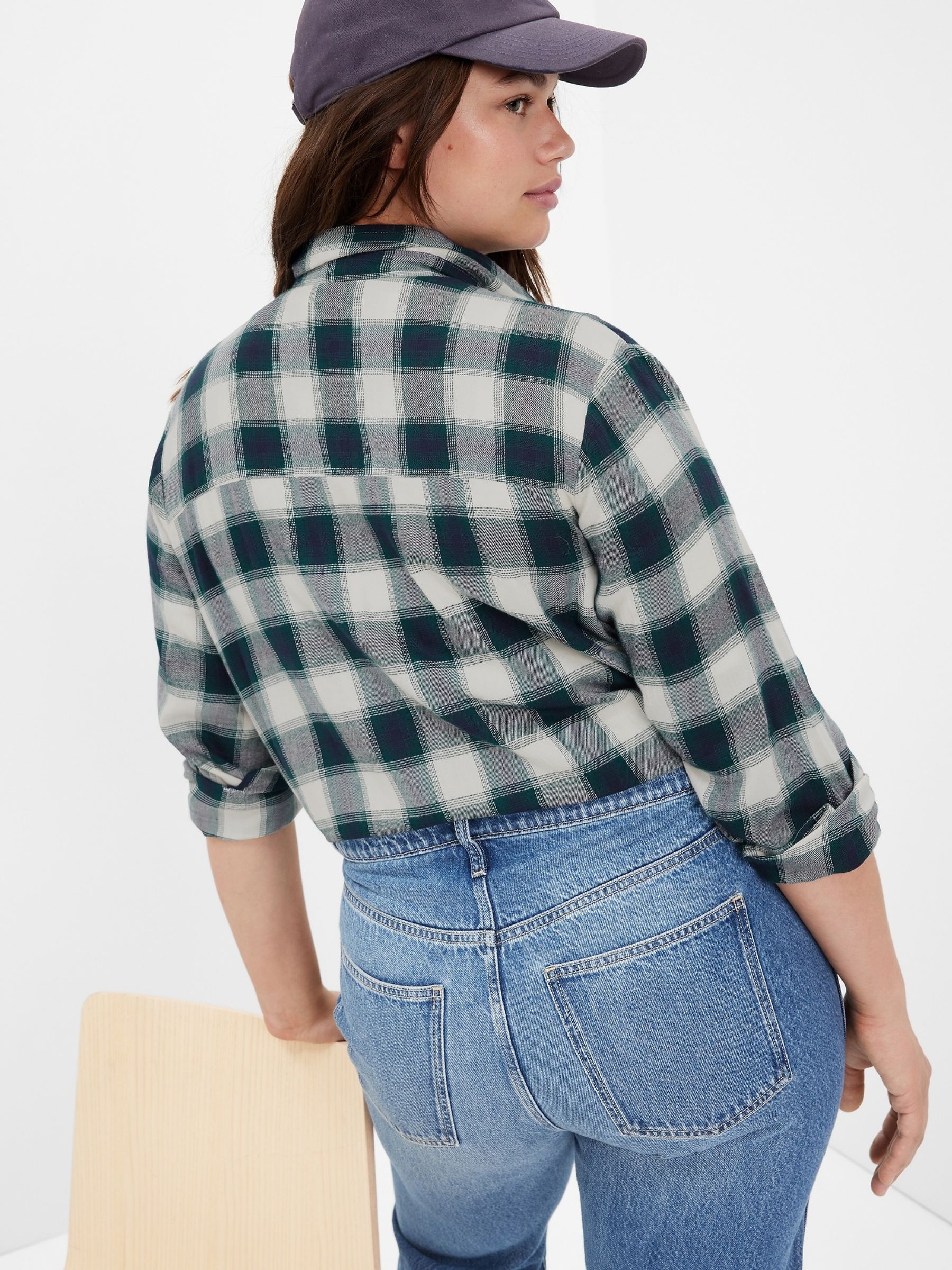Green Flannel Easy Long Sleeve Shirt - Image 2 of 5