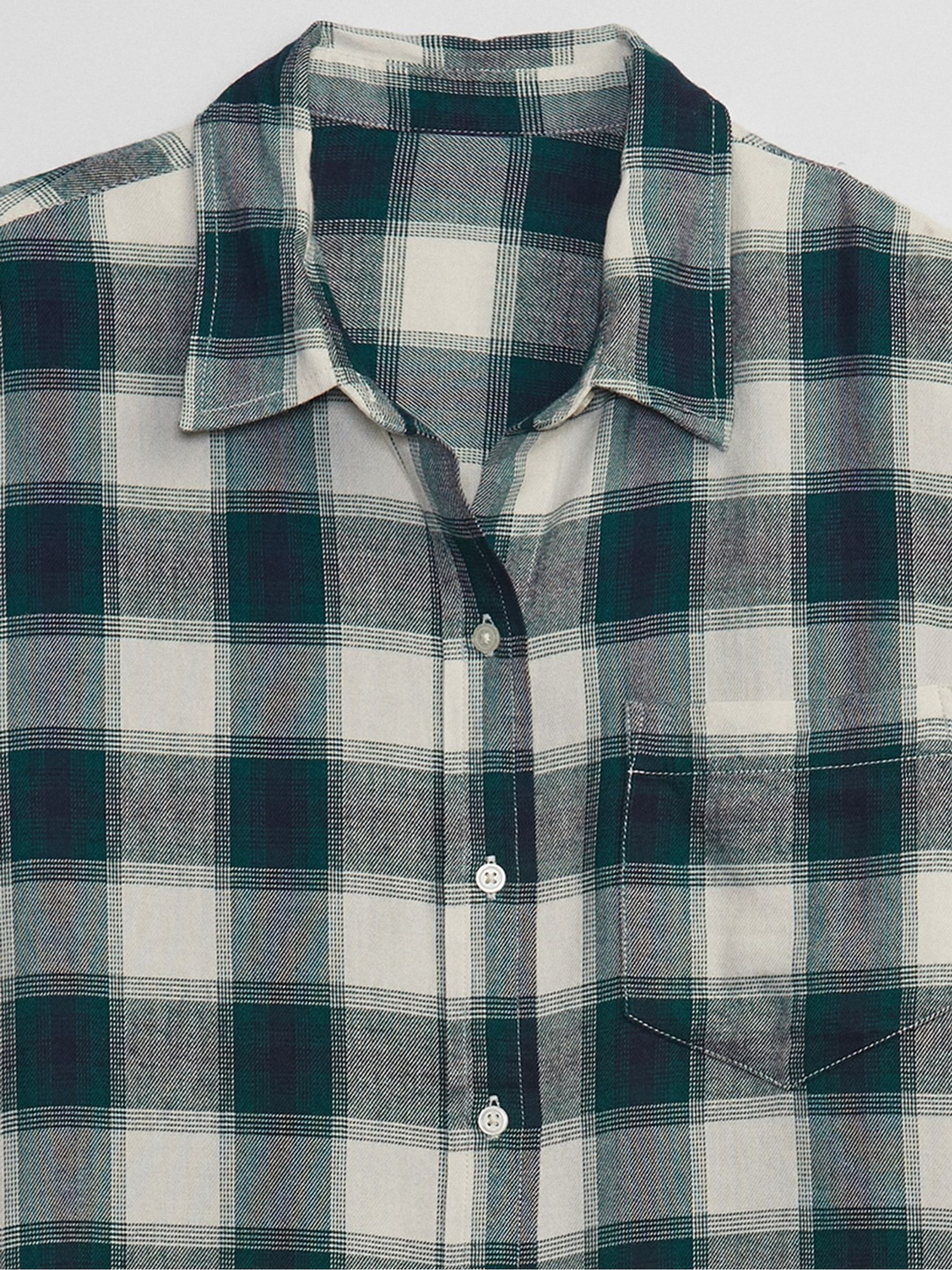 Green Flannel Easy Long Sleeve Shirt - Image 4 of 5