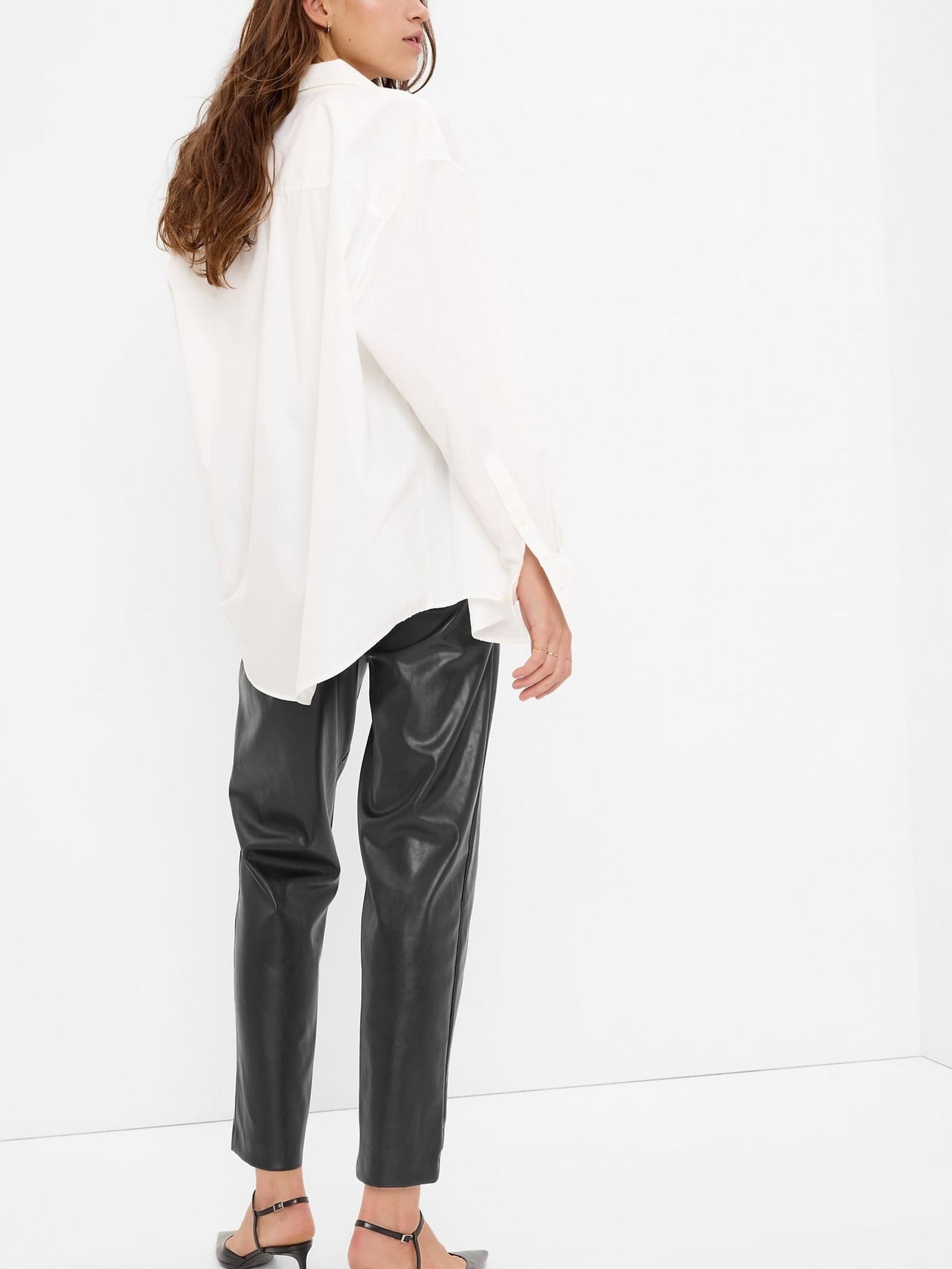 Black Faux-Leather Slim Cropped Trousers - Image 3 of 5