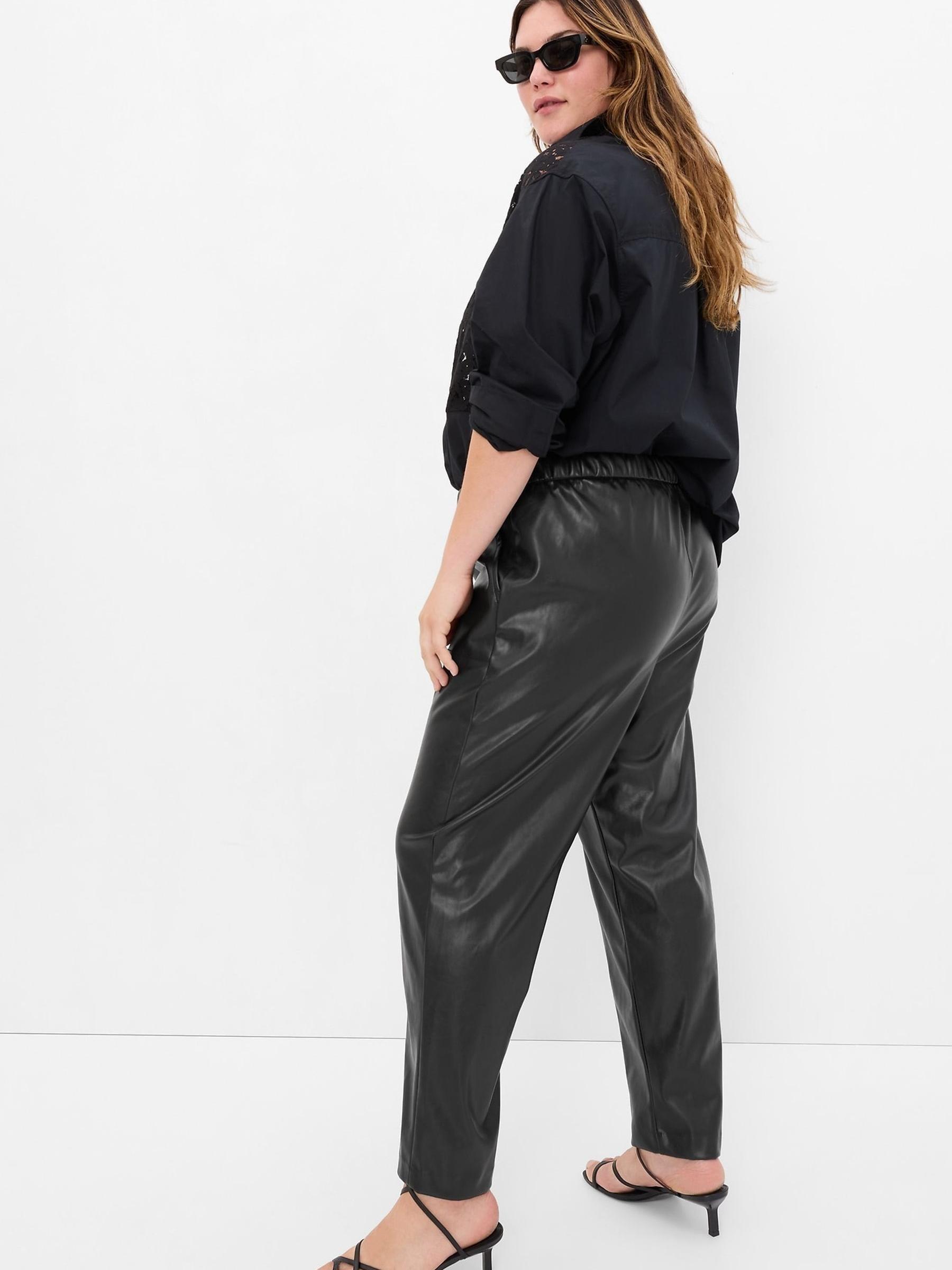 Black Faux-Leather Slim Cropped Trousers - Image 4 of 5