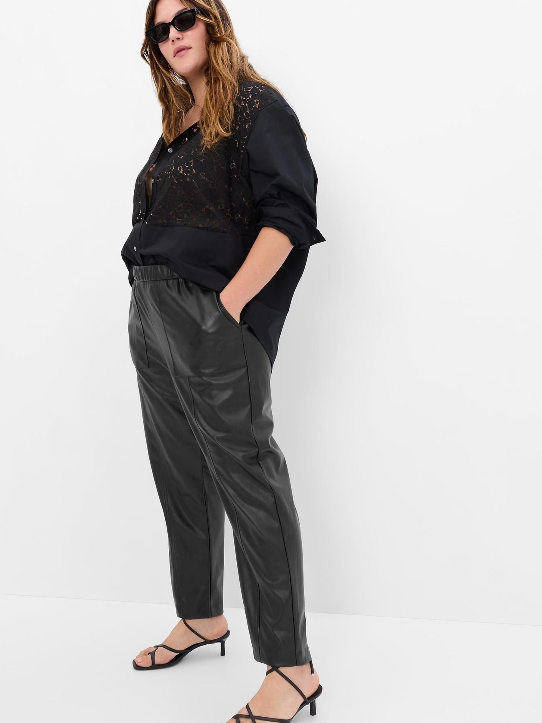Black Faux-Leather Slim Cropped Trousers - Image 5 of 5