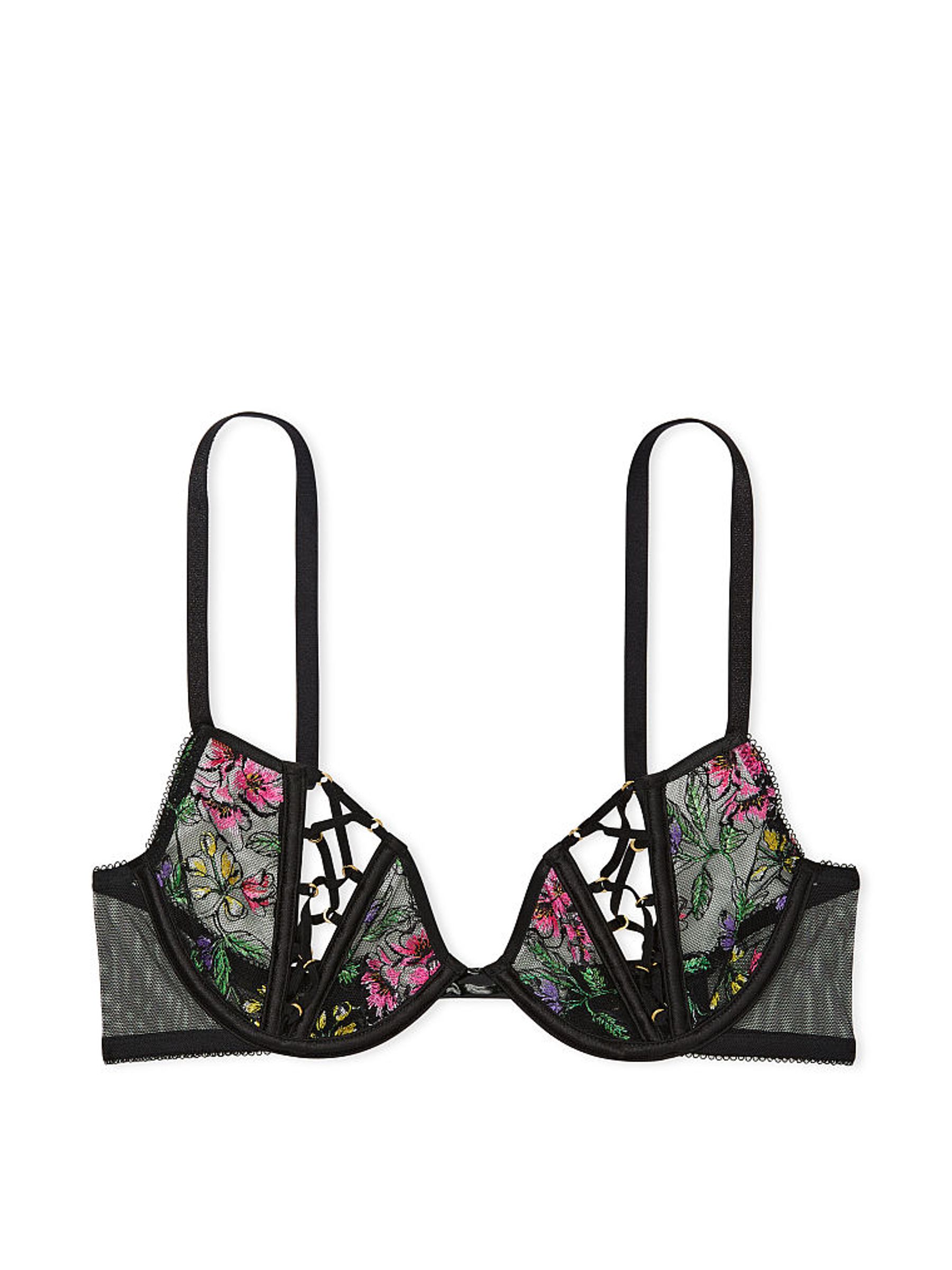 Black Non Padded Embroidered Corset Bra Top - Image 3 of 4