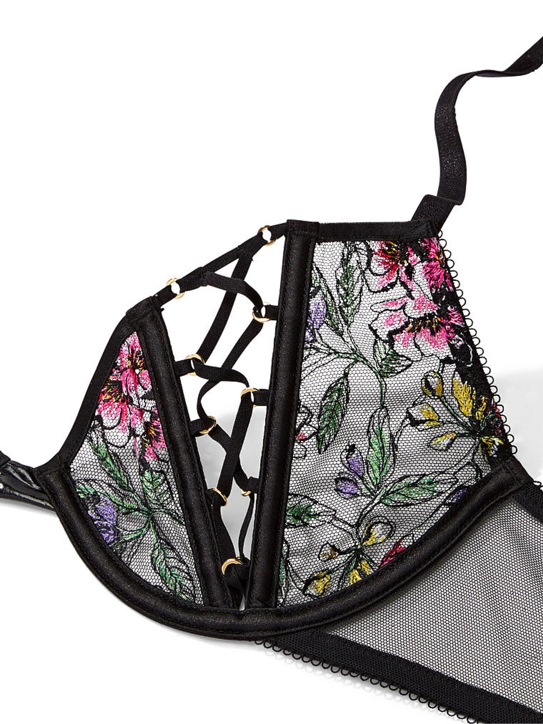 Black Non Padded Embroidered Corset Bra Top - Image 4 of 4